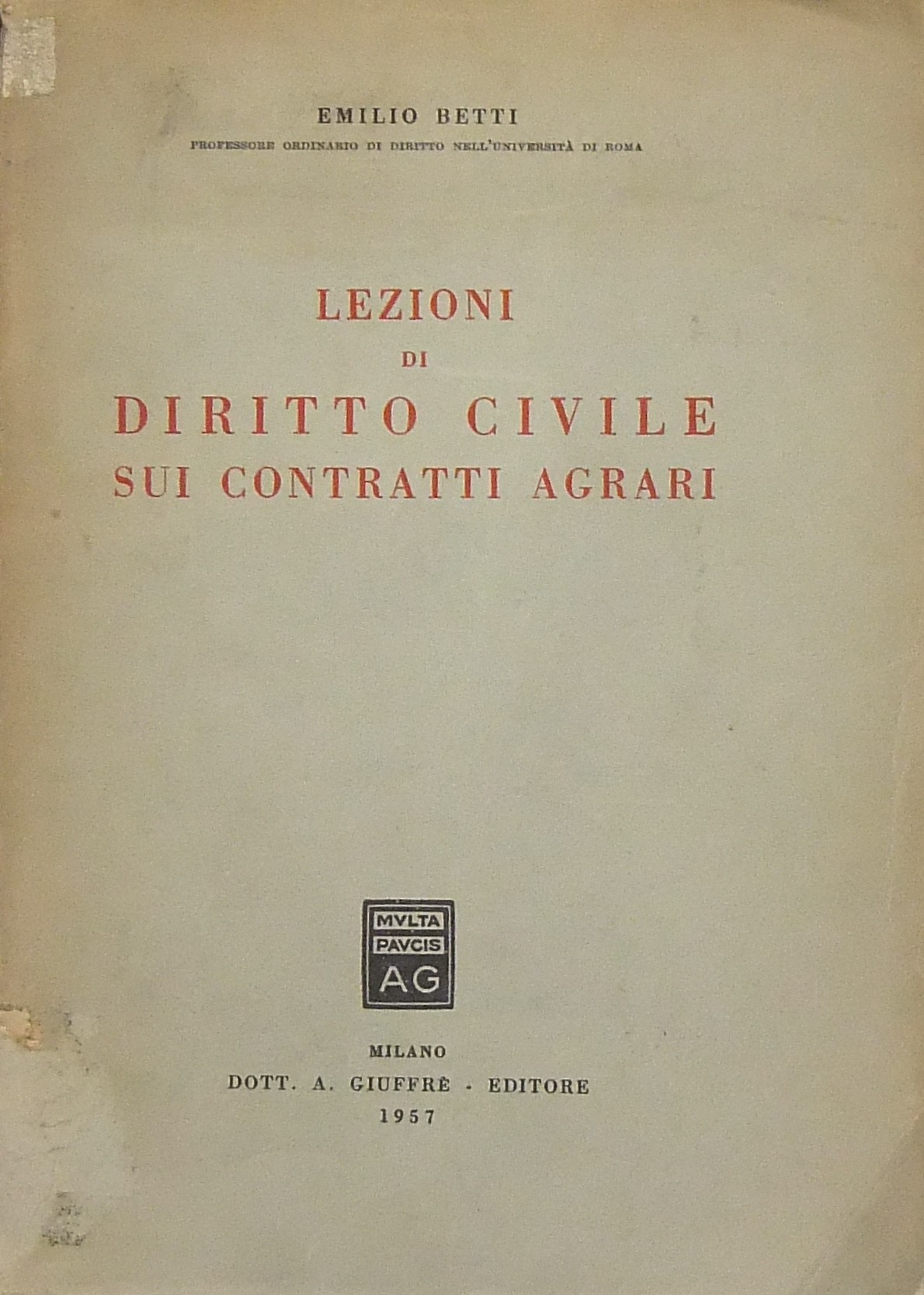 Lezioni di diritto civile sui contratti agrari