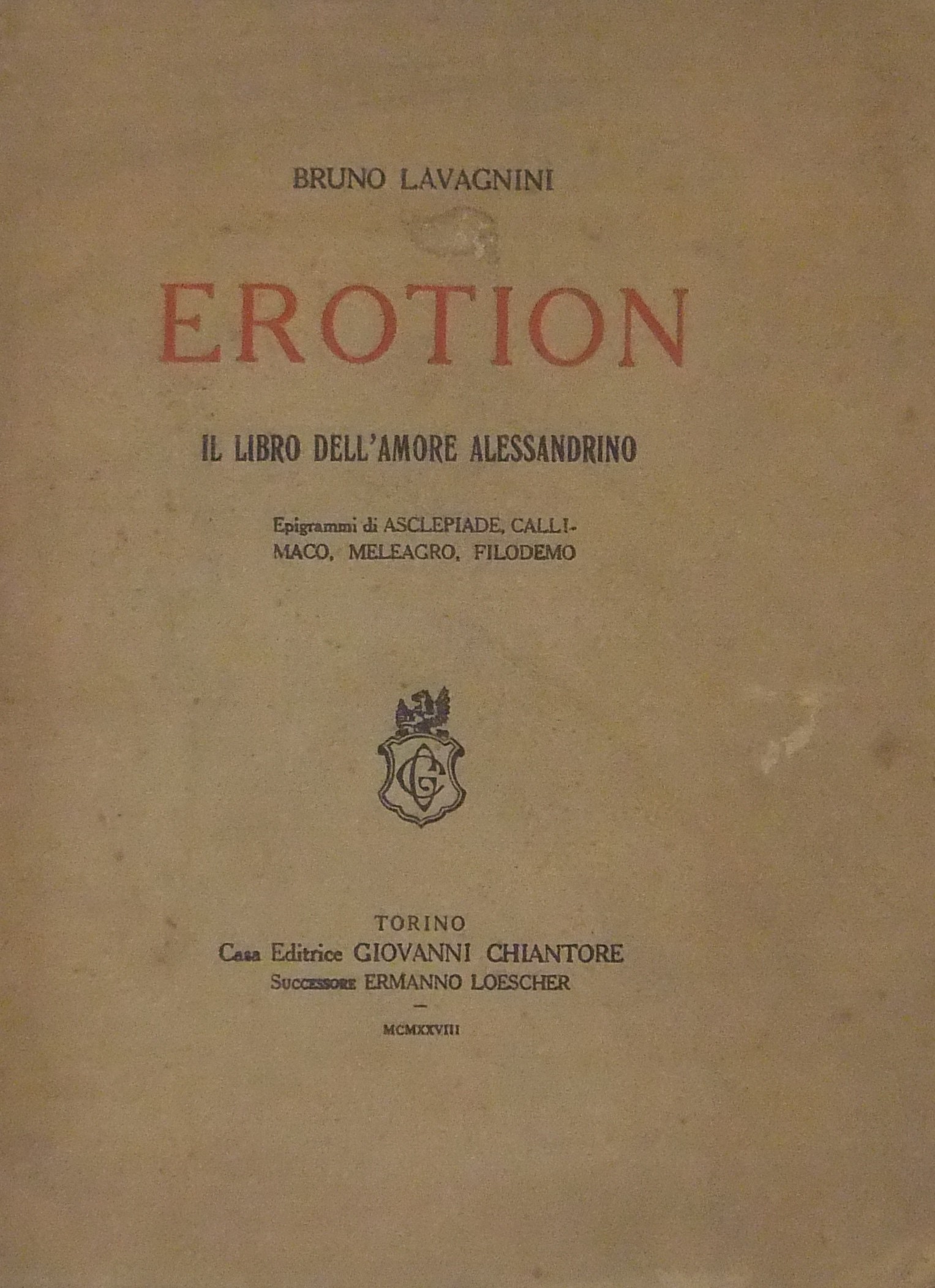 Erotion. Il libro dell'amore alessandrino. Epigram