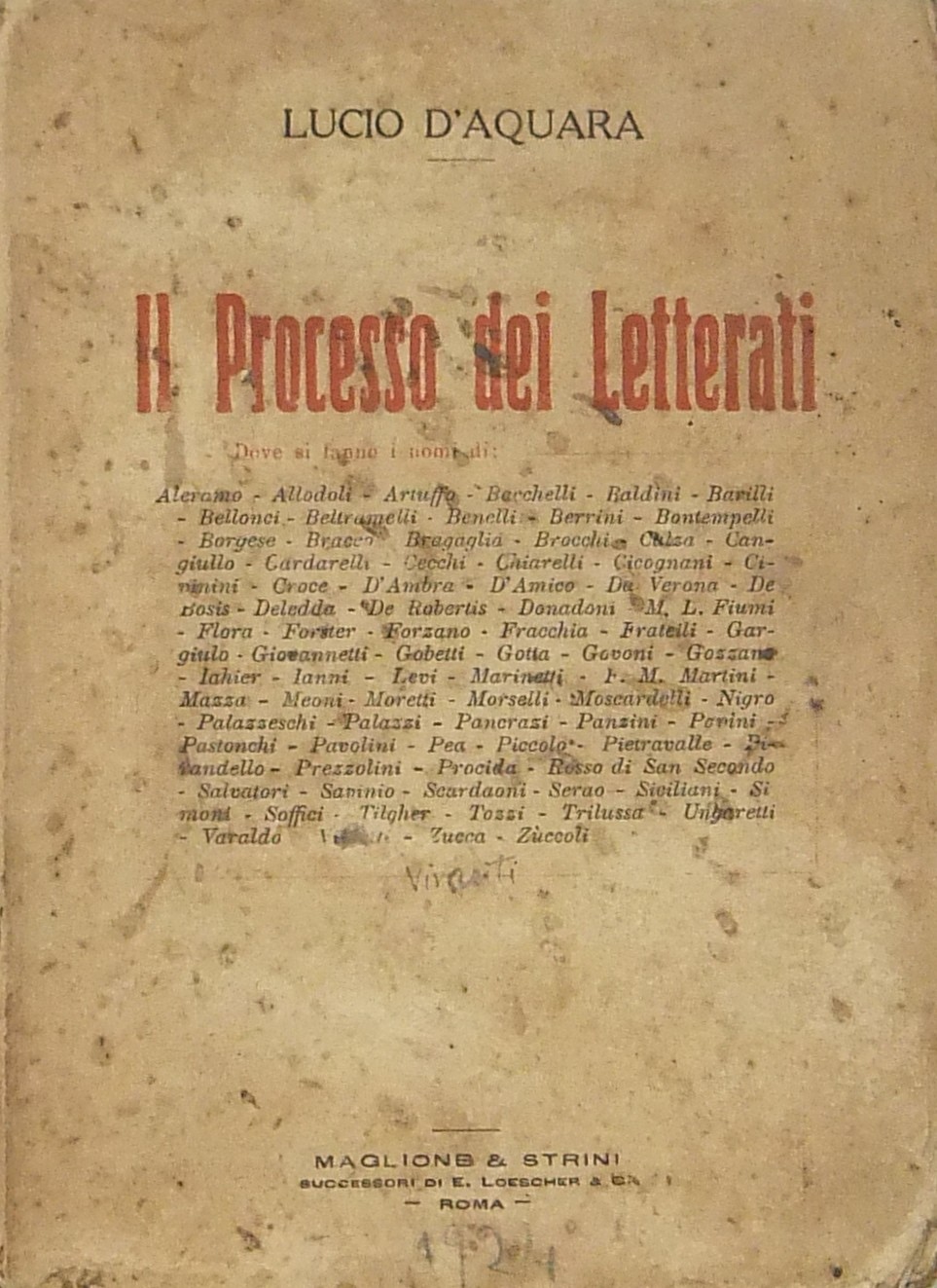 Il processo dei letterati. Dove si fanno i nomi di