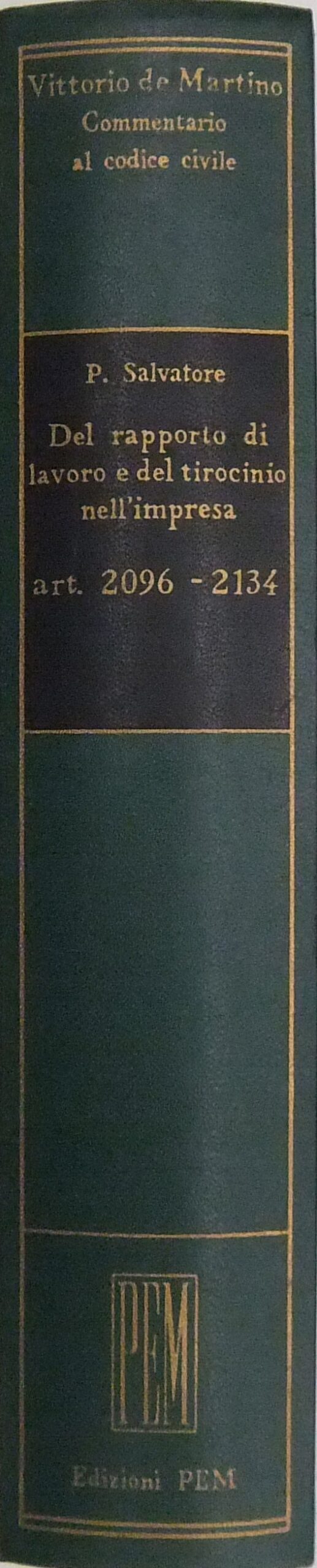 Del rapporto di lavoro e del tirocinio nell'impresa