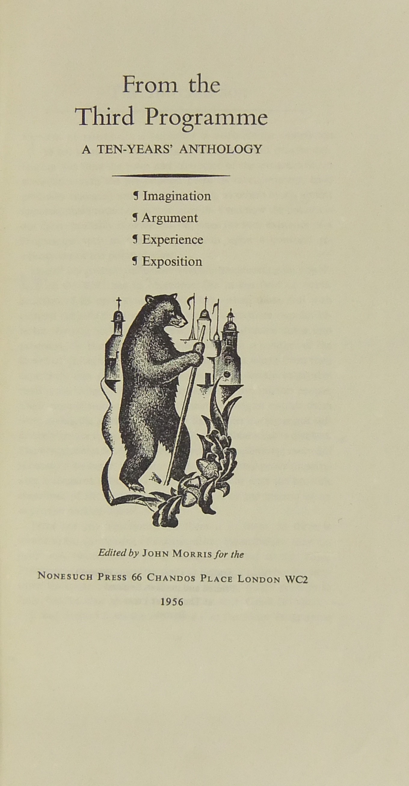 From the Third Programme. Imagination argument exp