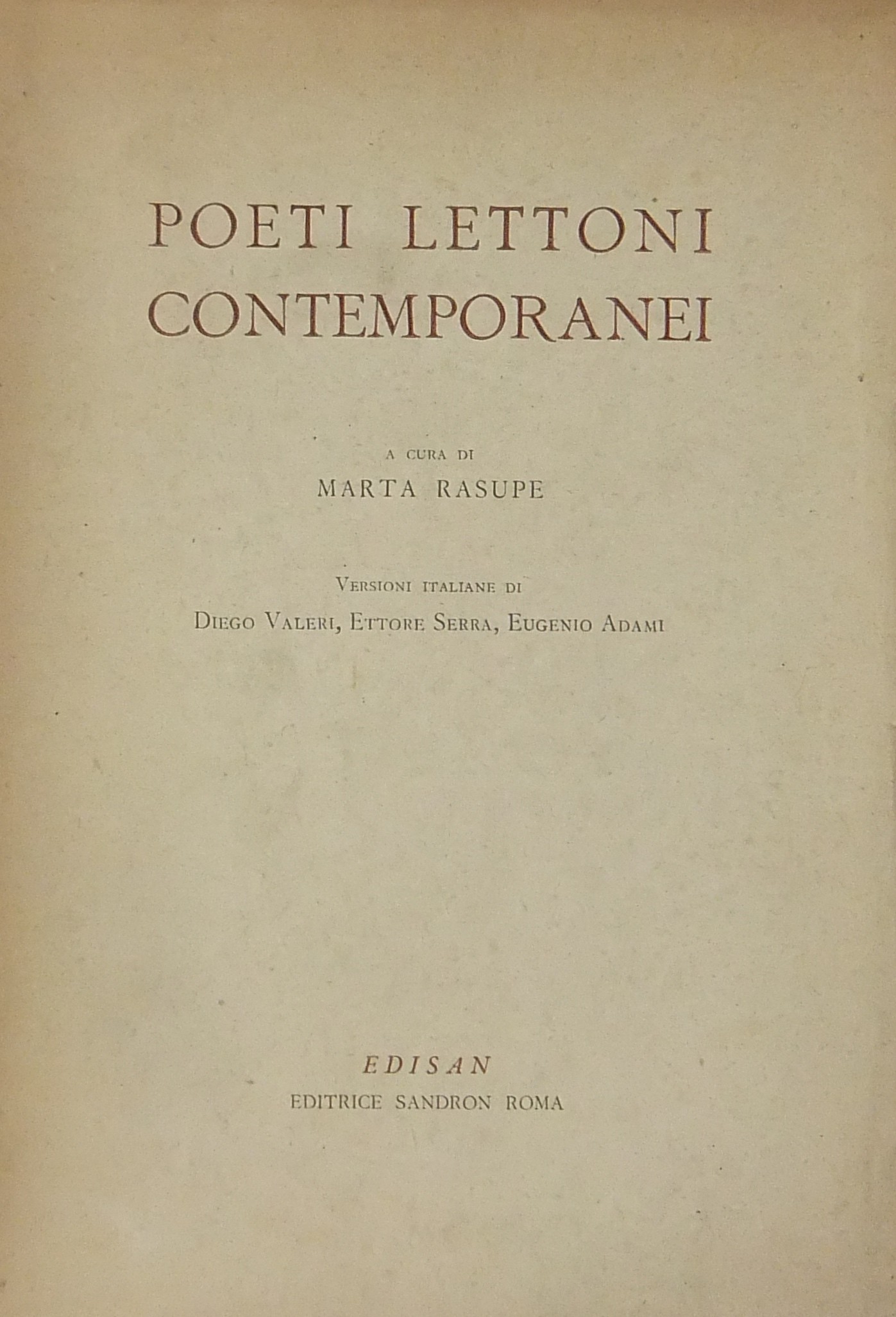 Poeti lettoni contemporanei. A cura di Marta Rasup