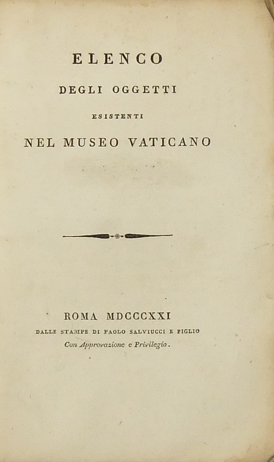 Elenco degli oggetti esistenti nel Museo Vaticano