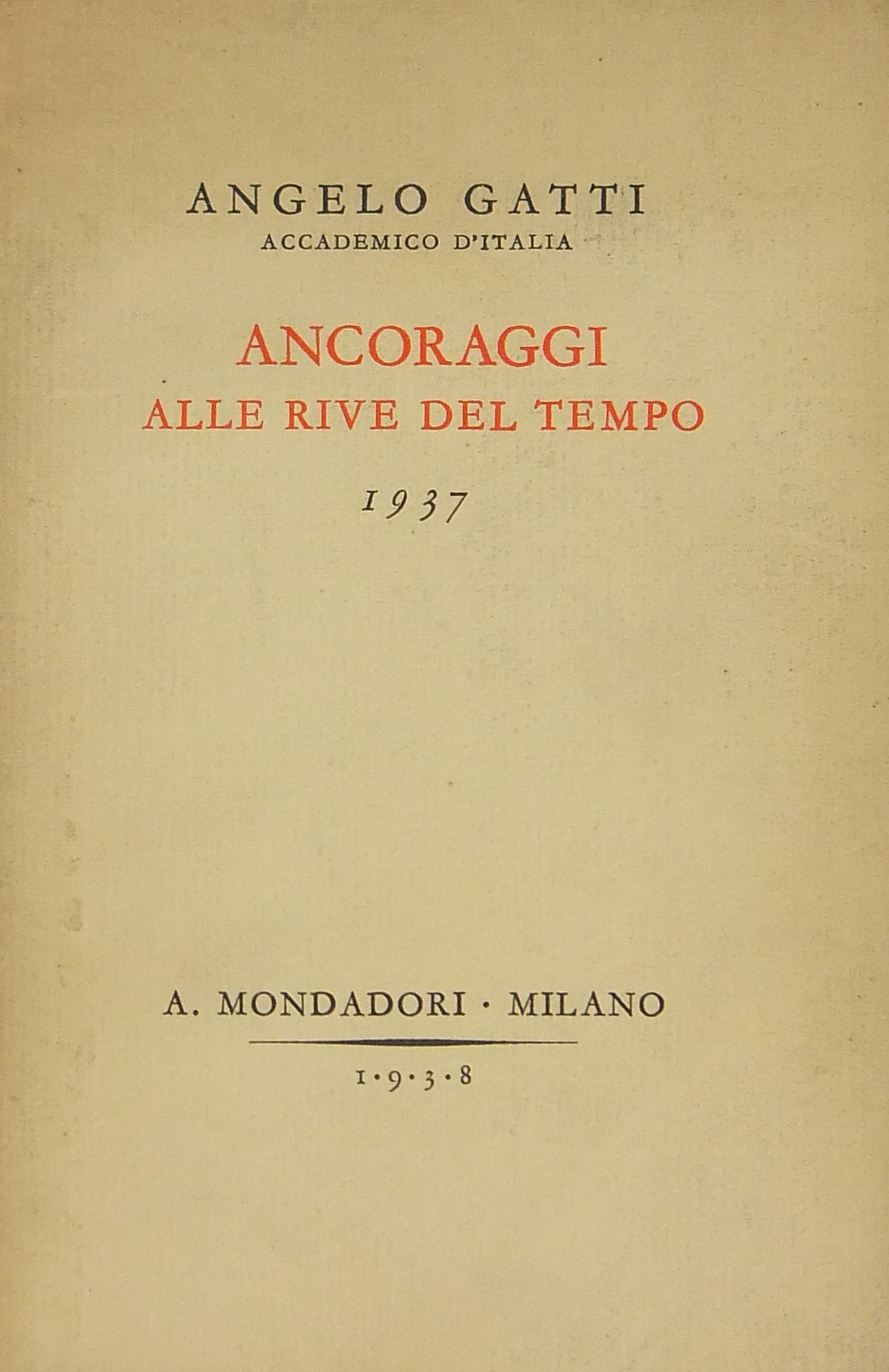 Ancoraggi alle rive del tempo. 1937