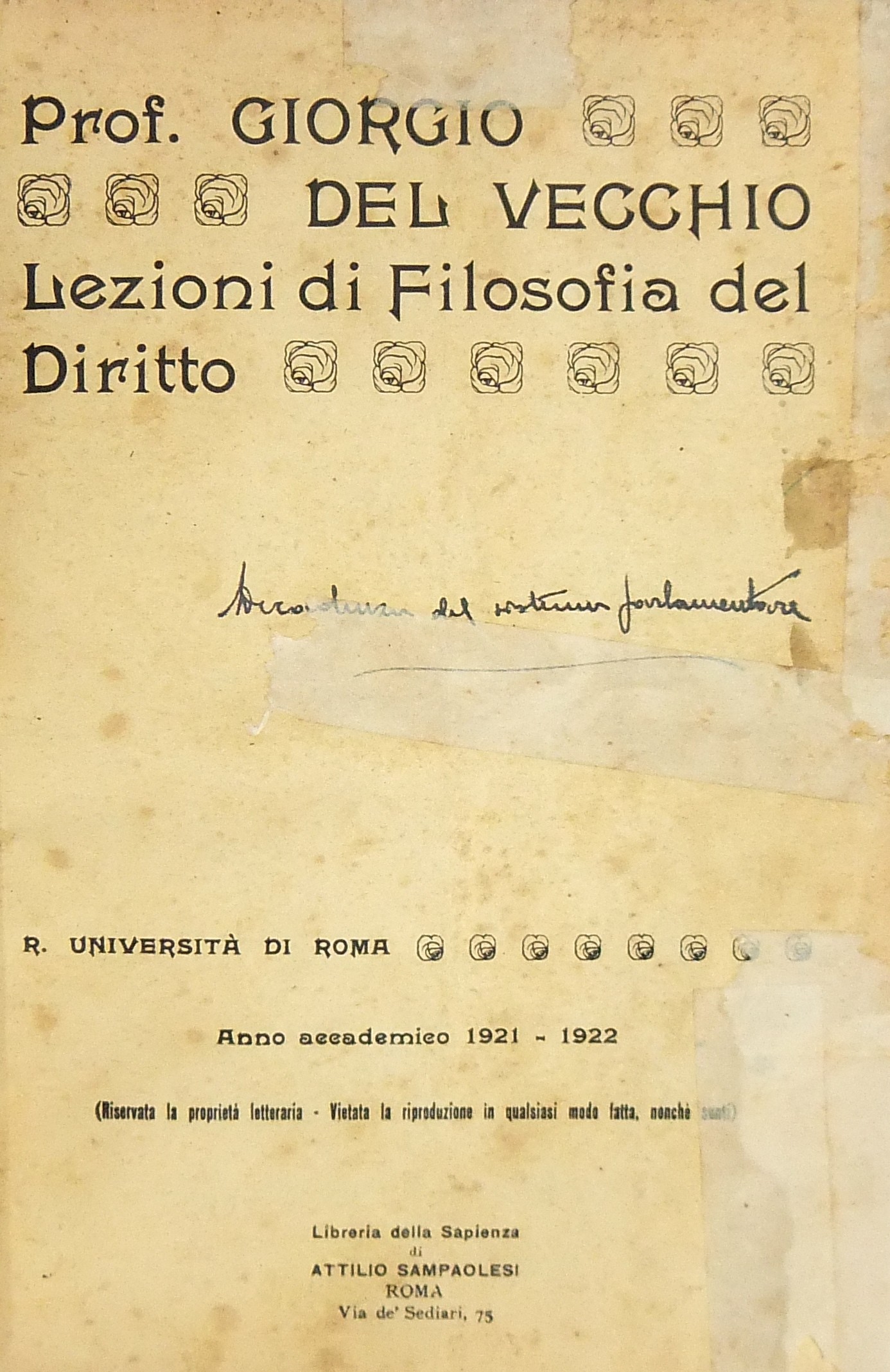 Lezioni di filosofia del diritto. Anno accademico