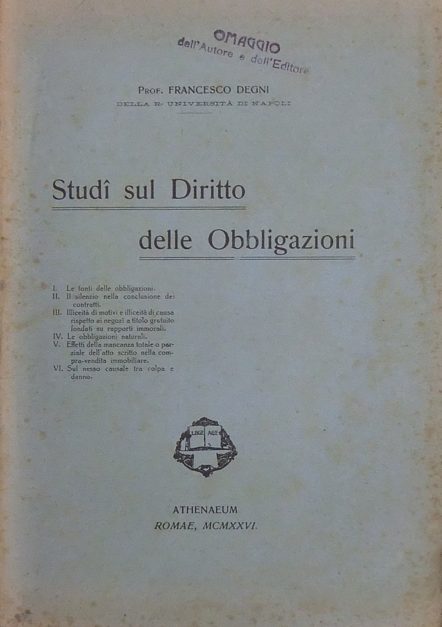 Studi sul diritto delle obbligazioni