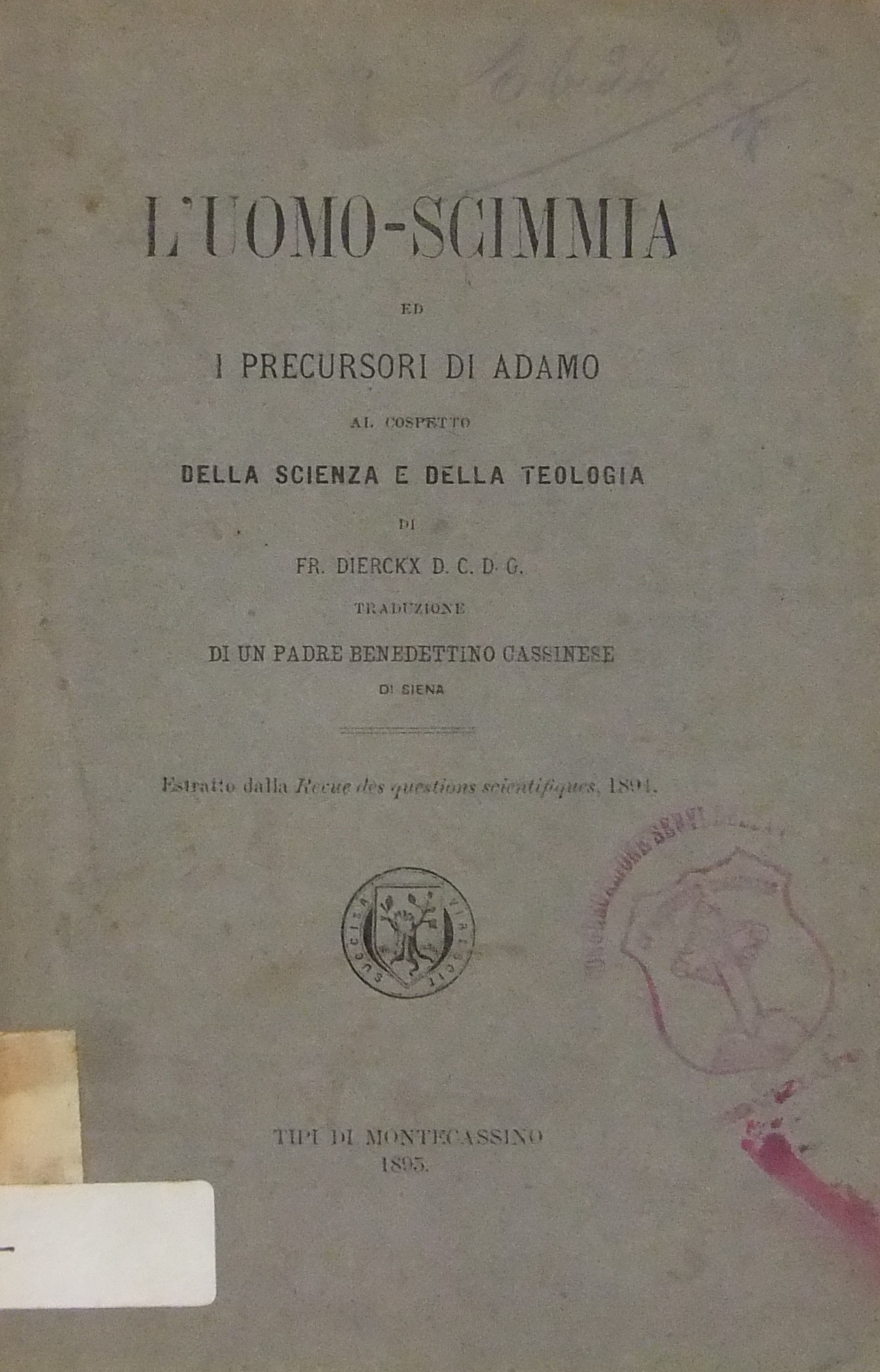 L'uomo scimmia ed i precursori di Adamo al cospett