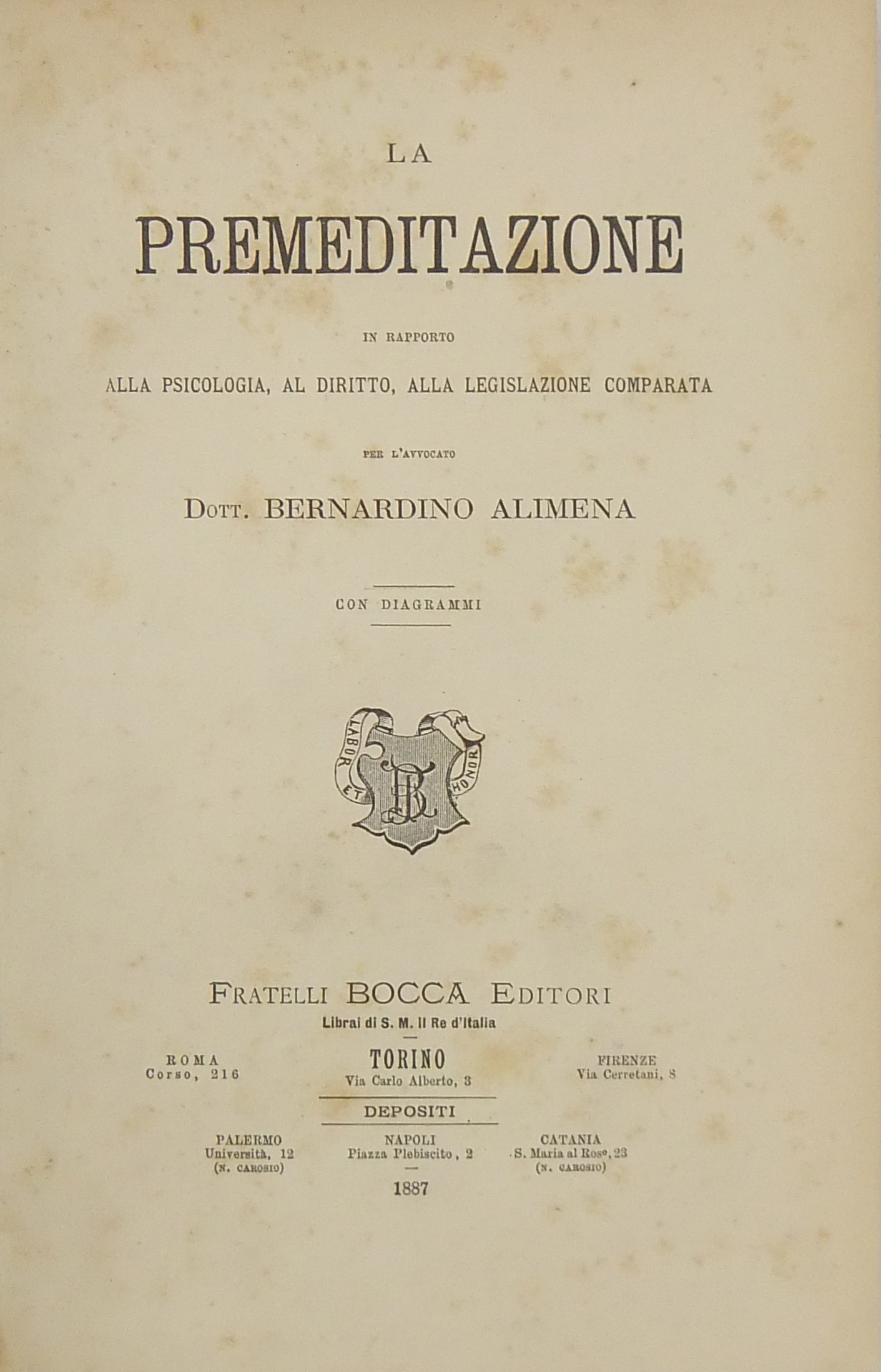 La premeditazione in rapporto alla psicologia al d