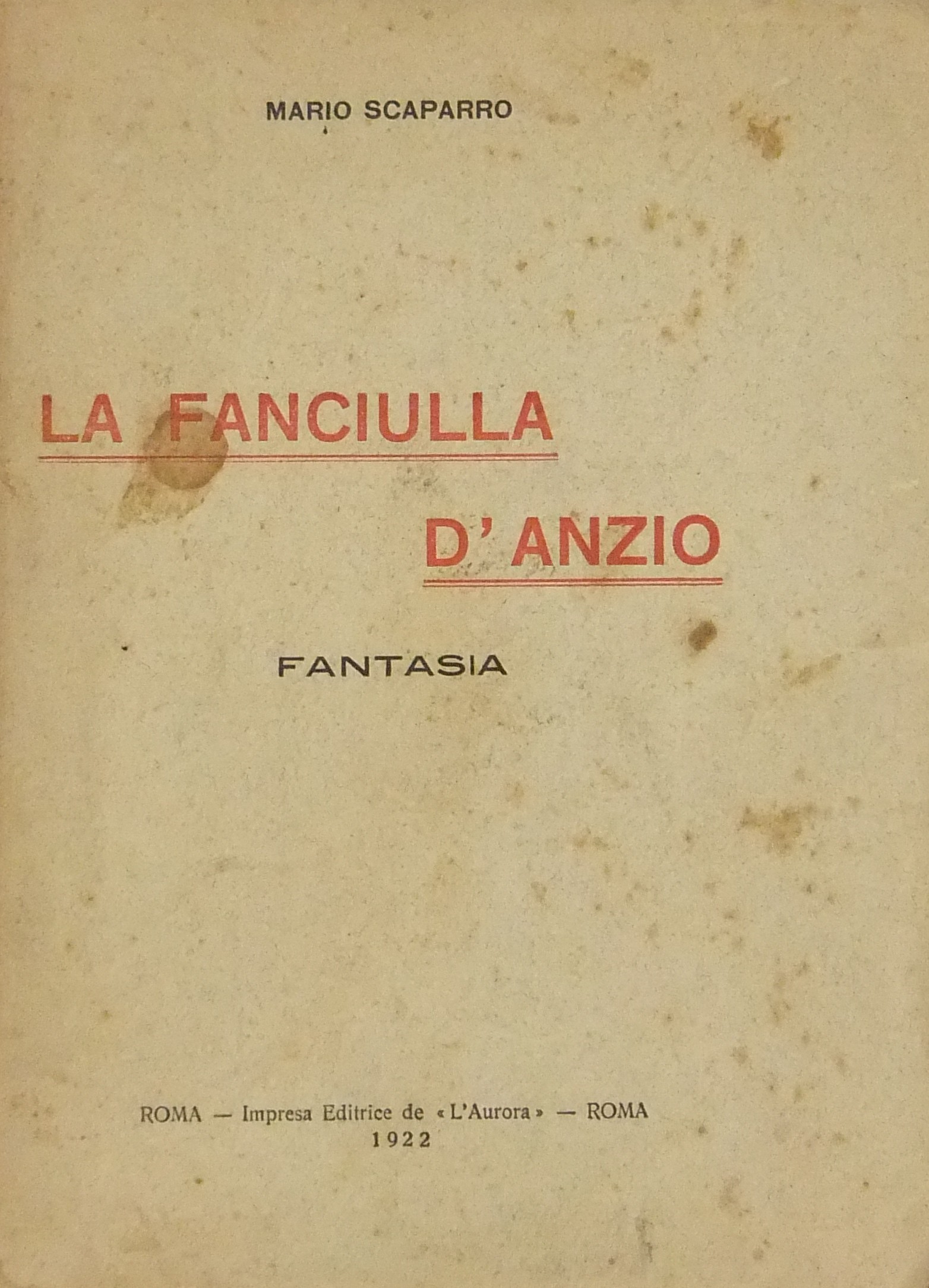 La fanciulla d'Anzio. Fantasia