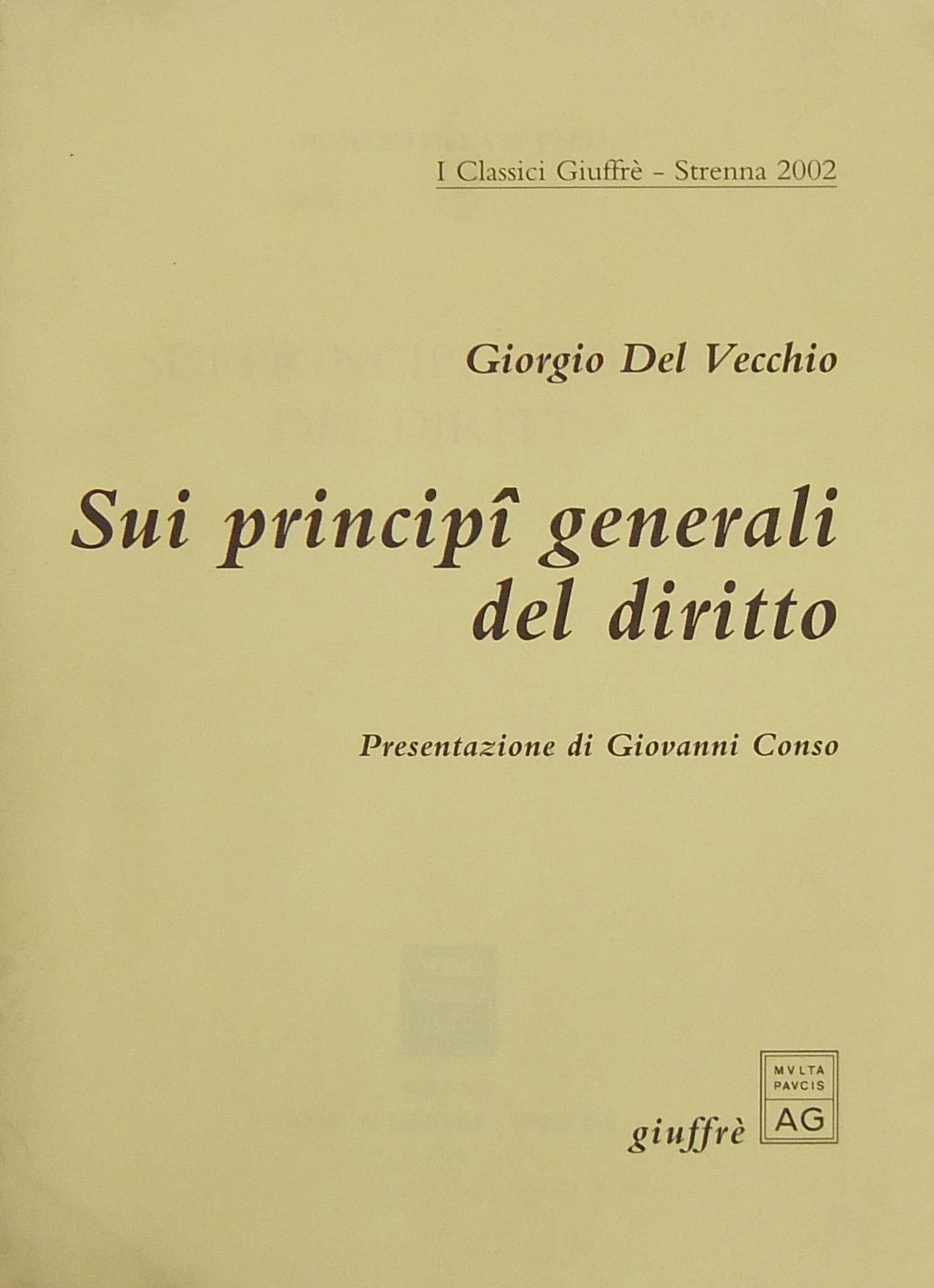 Sui principi generali del diritto. Presentazione d