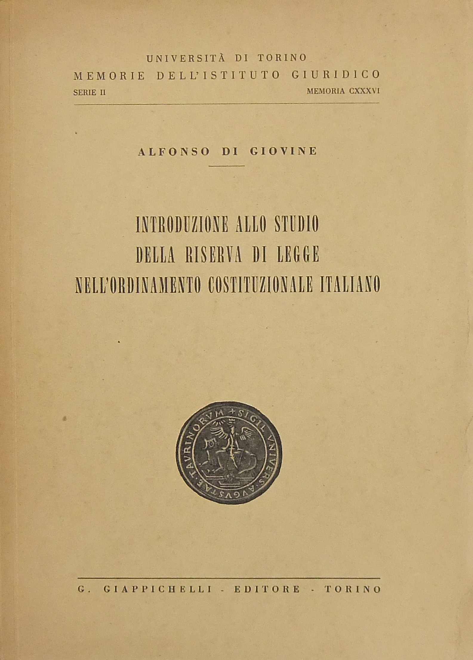 Introduzione allo studio della riserva di legge ne