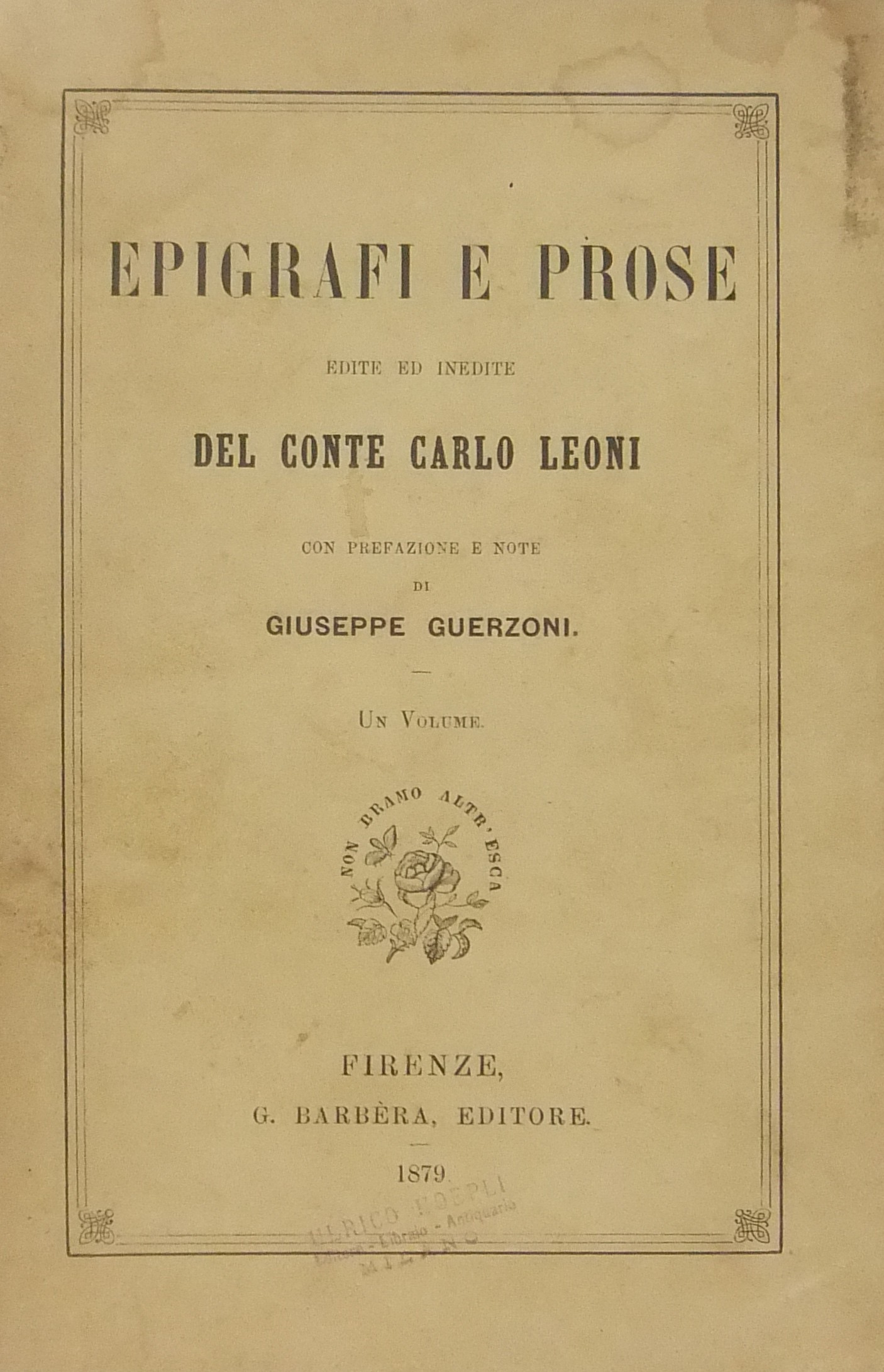 Epigrafi e prose edite ed inedite del conte Carlo