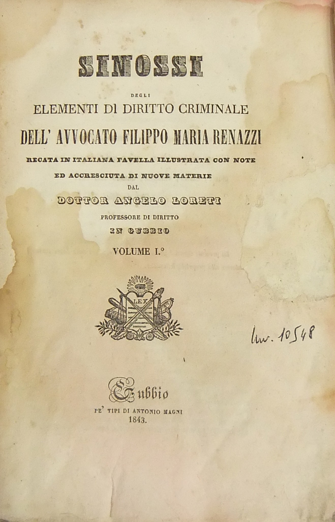 Sinossi degli elementi di diritto criminale. Recat