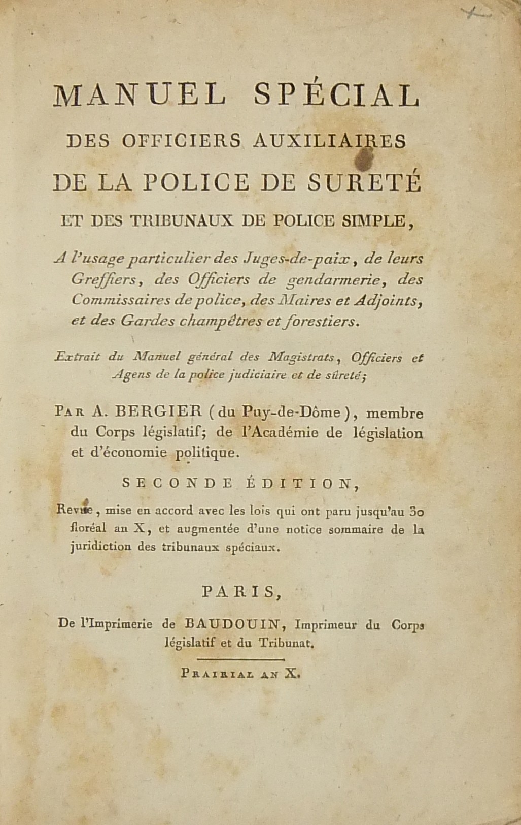 Manuel special des officiers auxiliaires de la pol