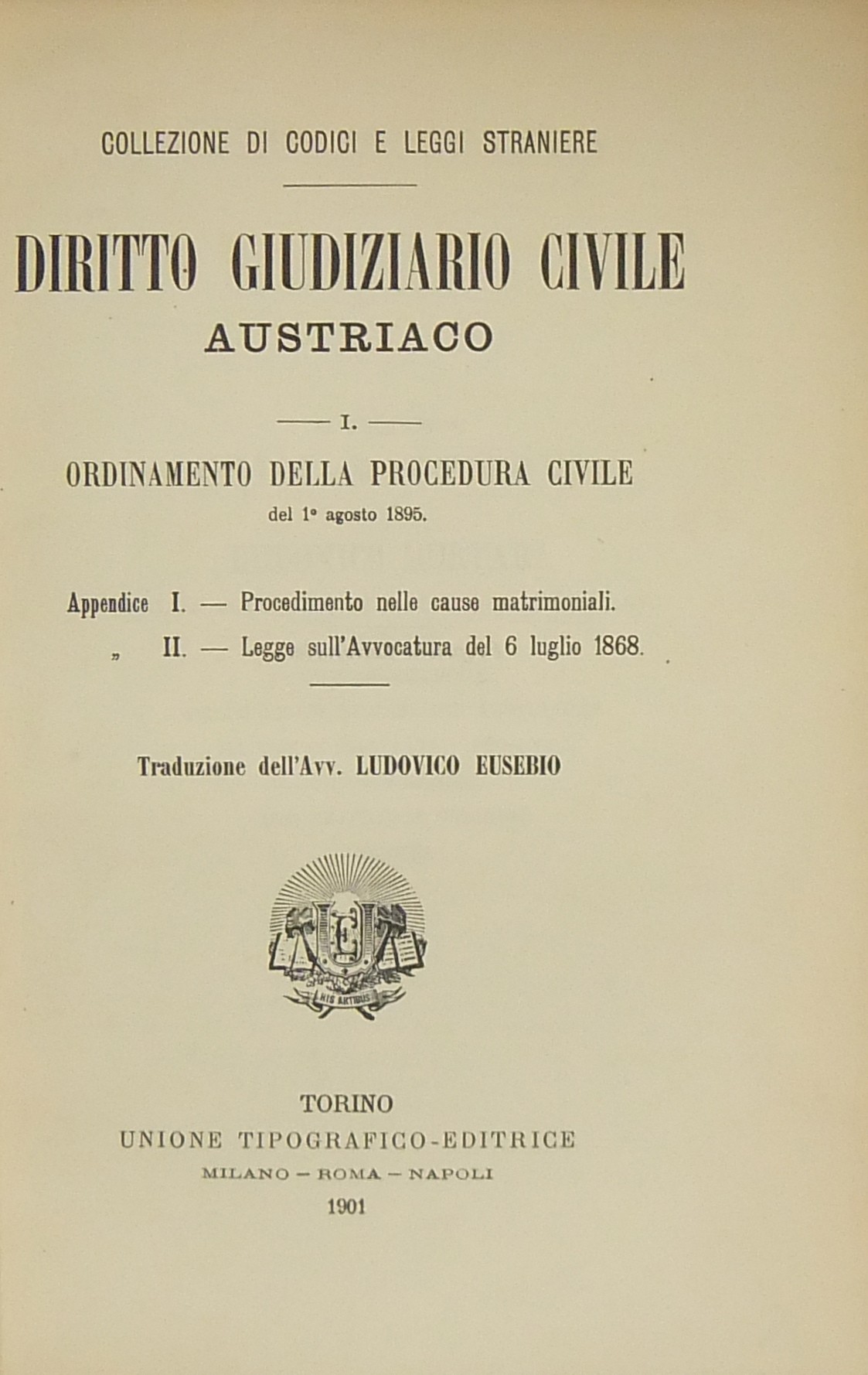 Diritto Giudiziario Civile Austriaco. Vol. I - Ord