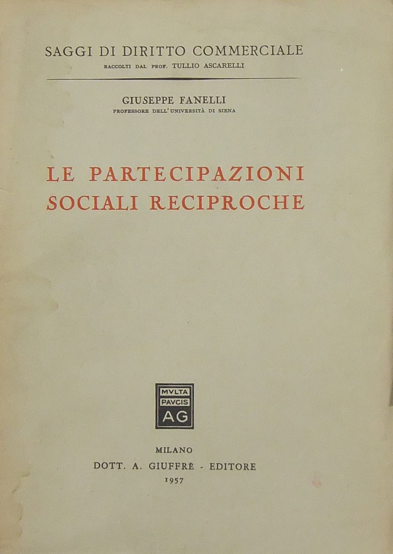 Le partecipazioni sociali reciproche