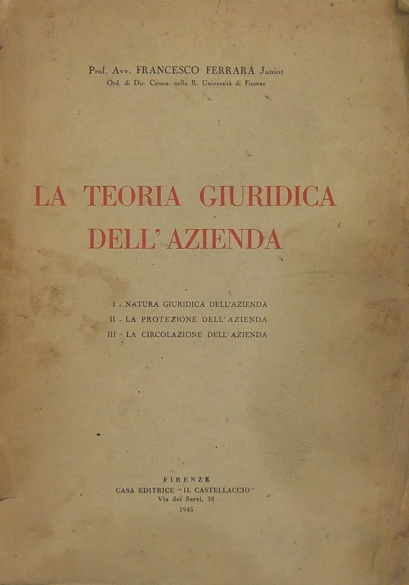 La teoria giuridica dell'azienda.