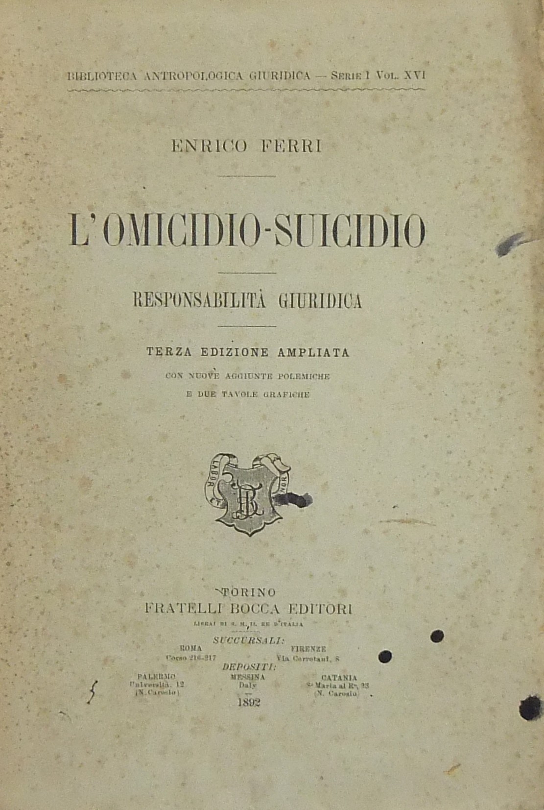 L'omicidio-suicidio. Responsabilità giuridica