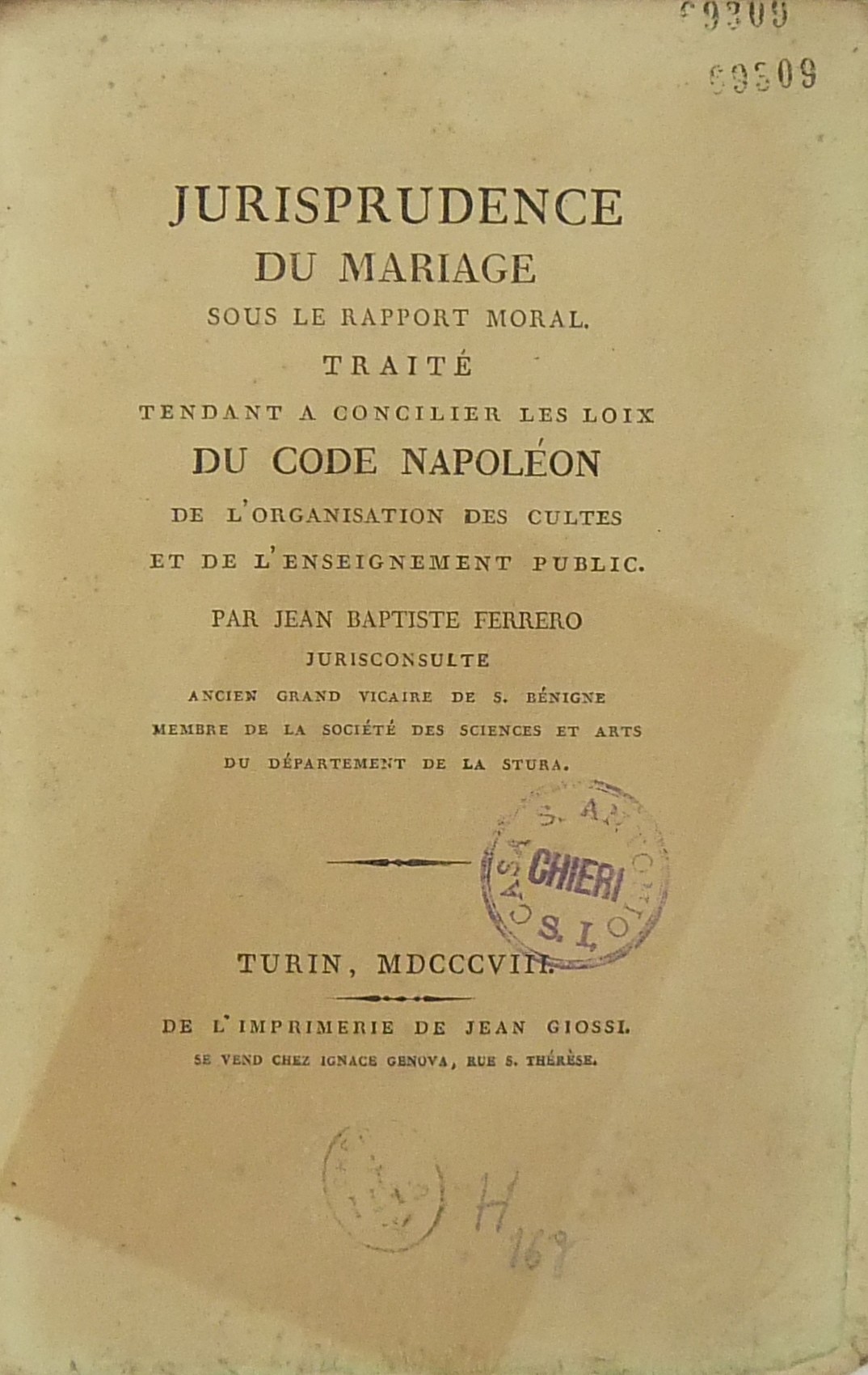 Jurisprudence du mariage sous le rapport moral. Tr