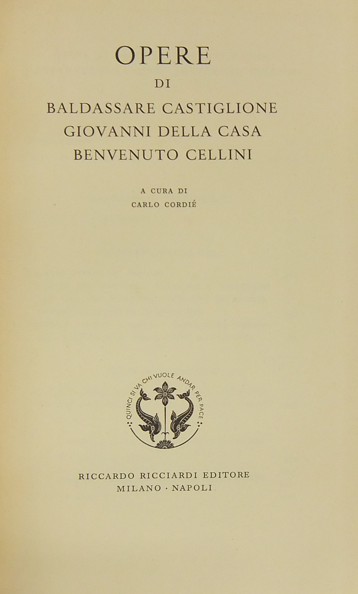 Opere di Baldassarre Castiglione Giovanni della Ca