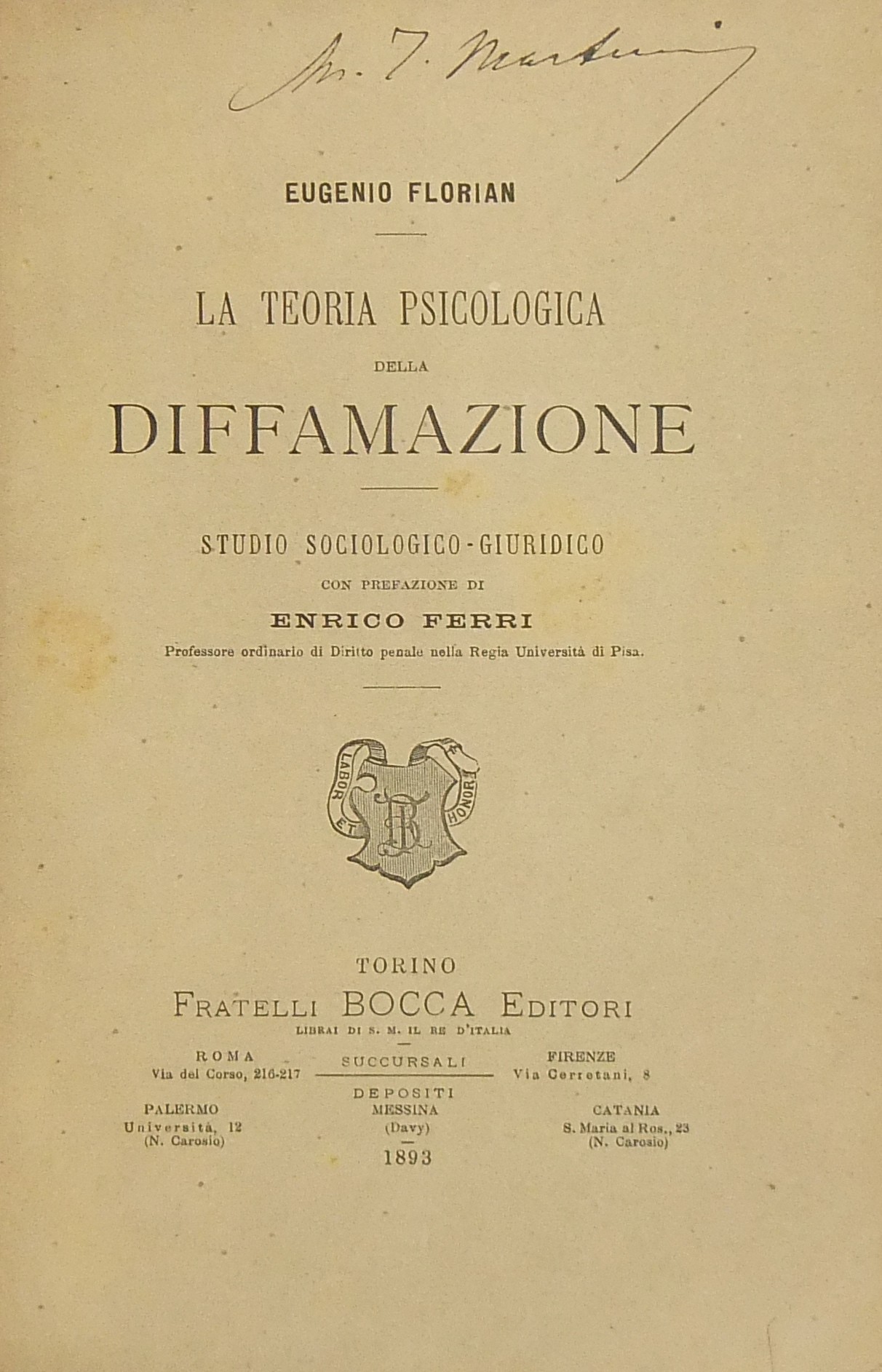 La teoria psicologica della diffamazione. Studio s