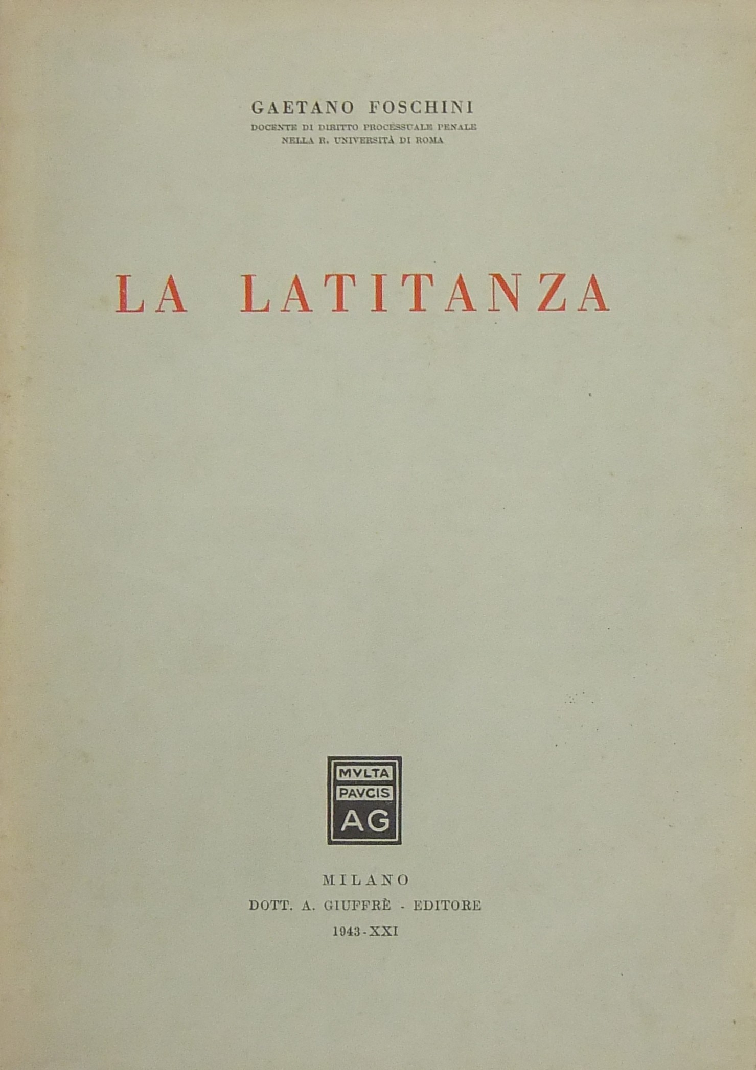 La latitanza