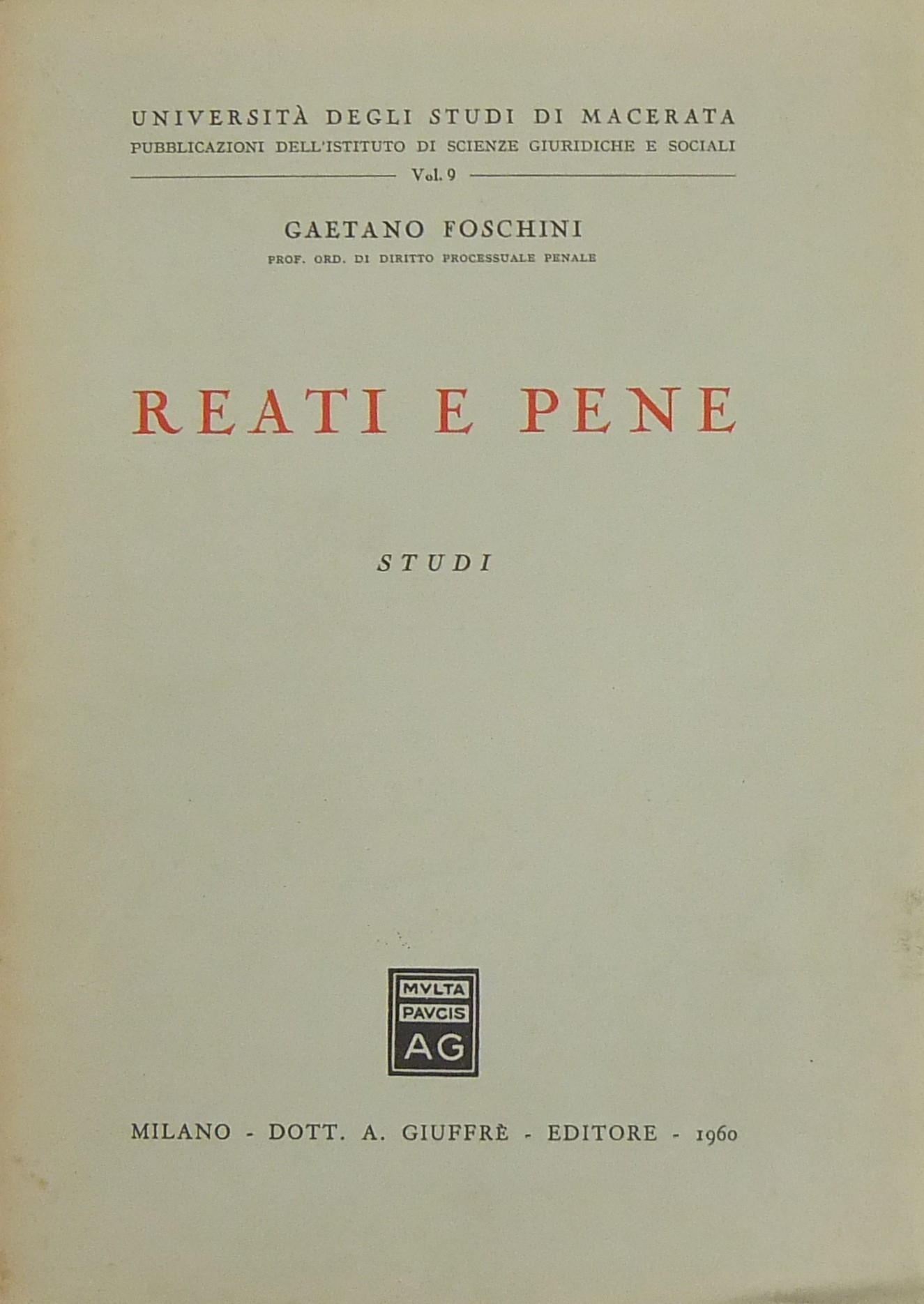 Reati e pene. Studi