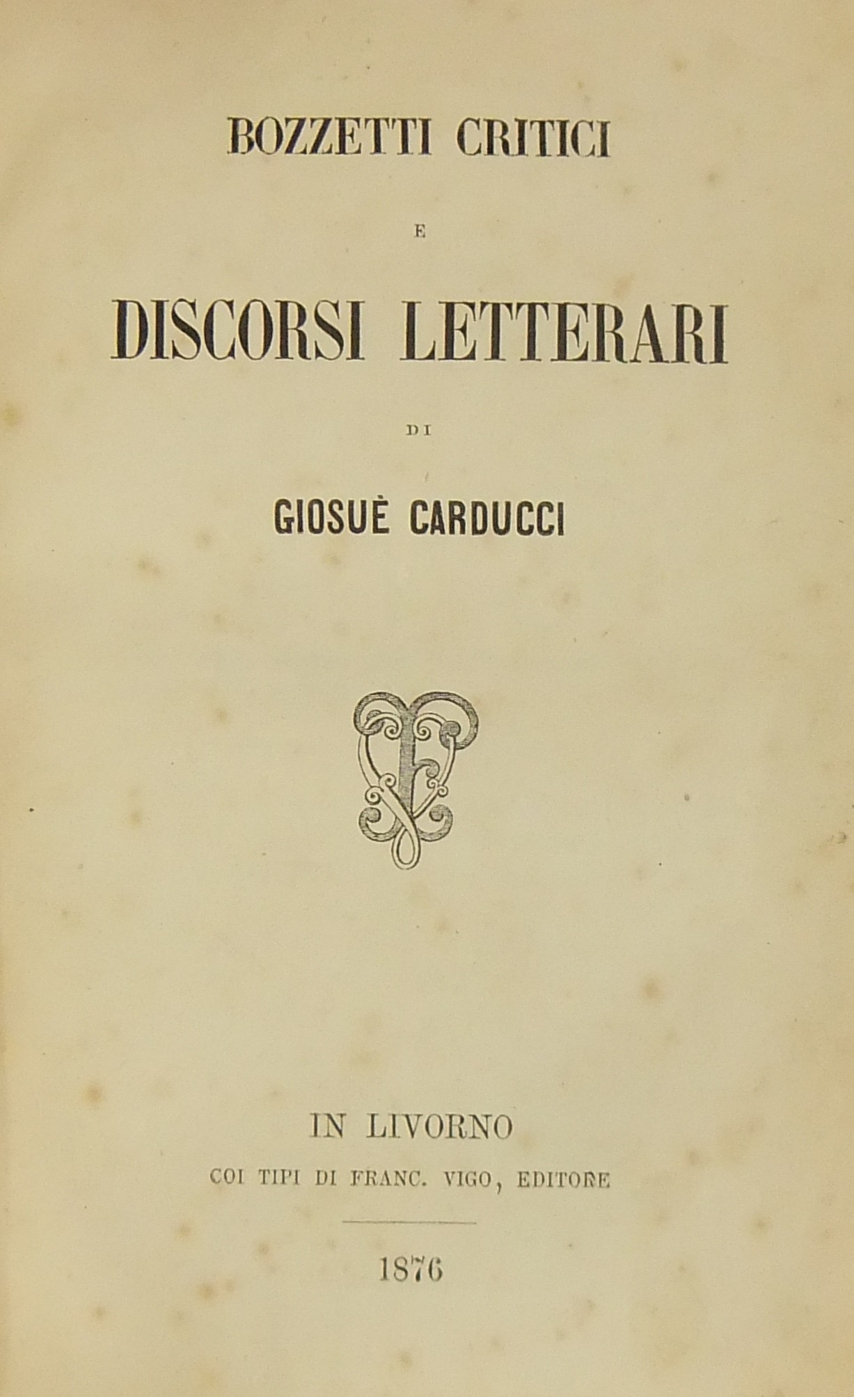 Bozzetti critici e discorsi letterari