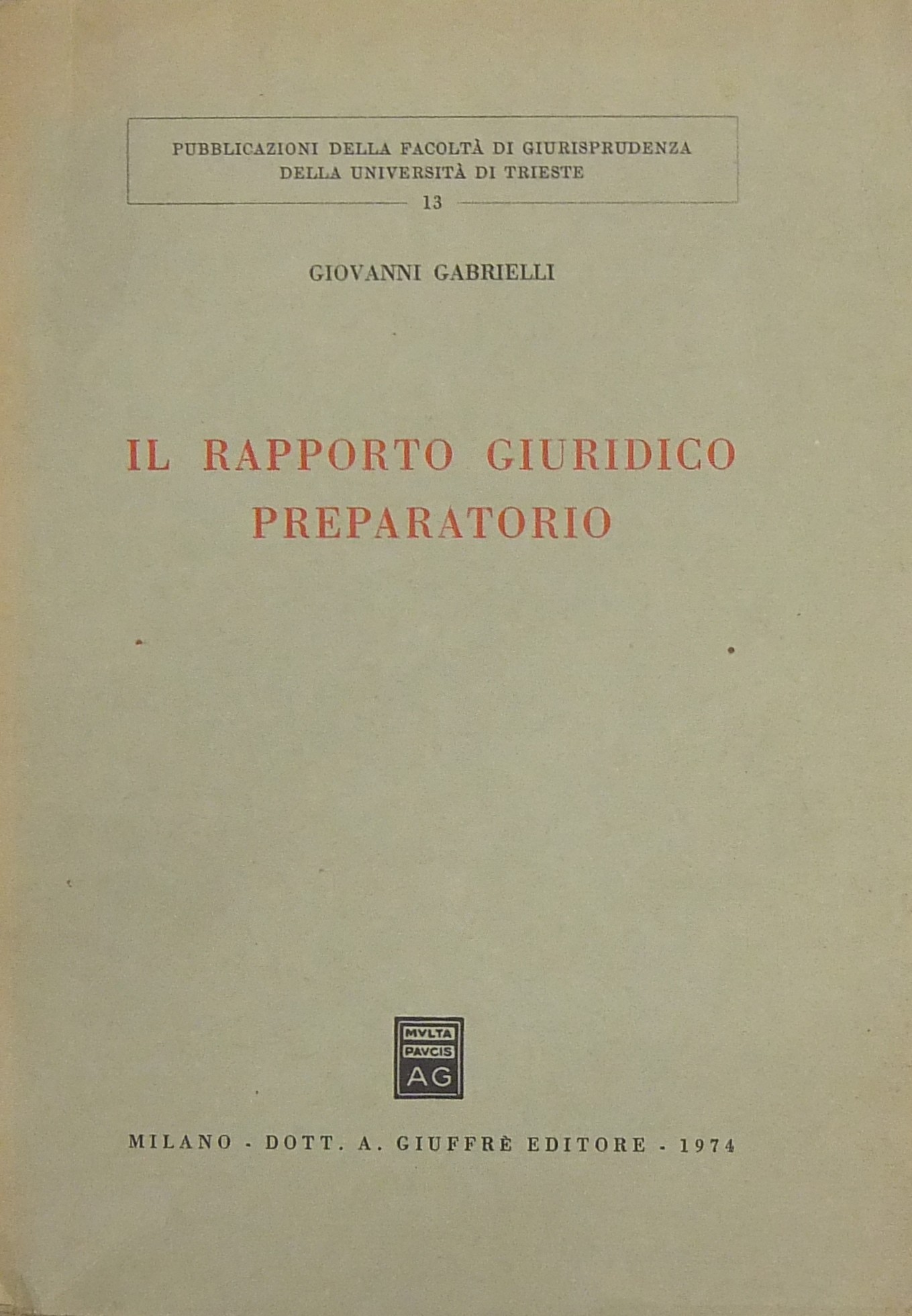 Il rapporto giuridico preparatorio