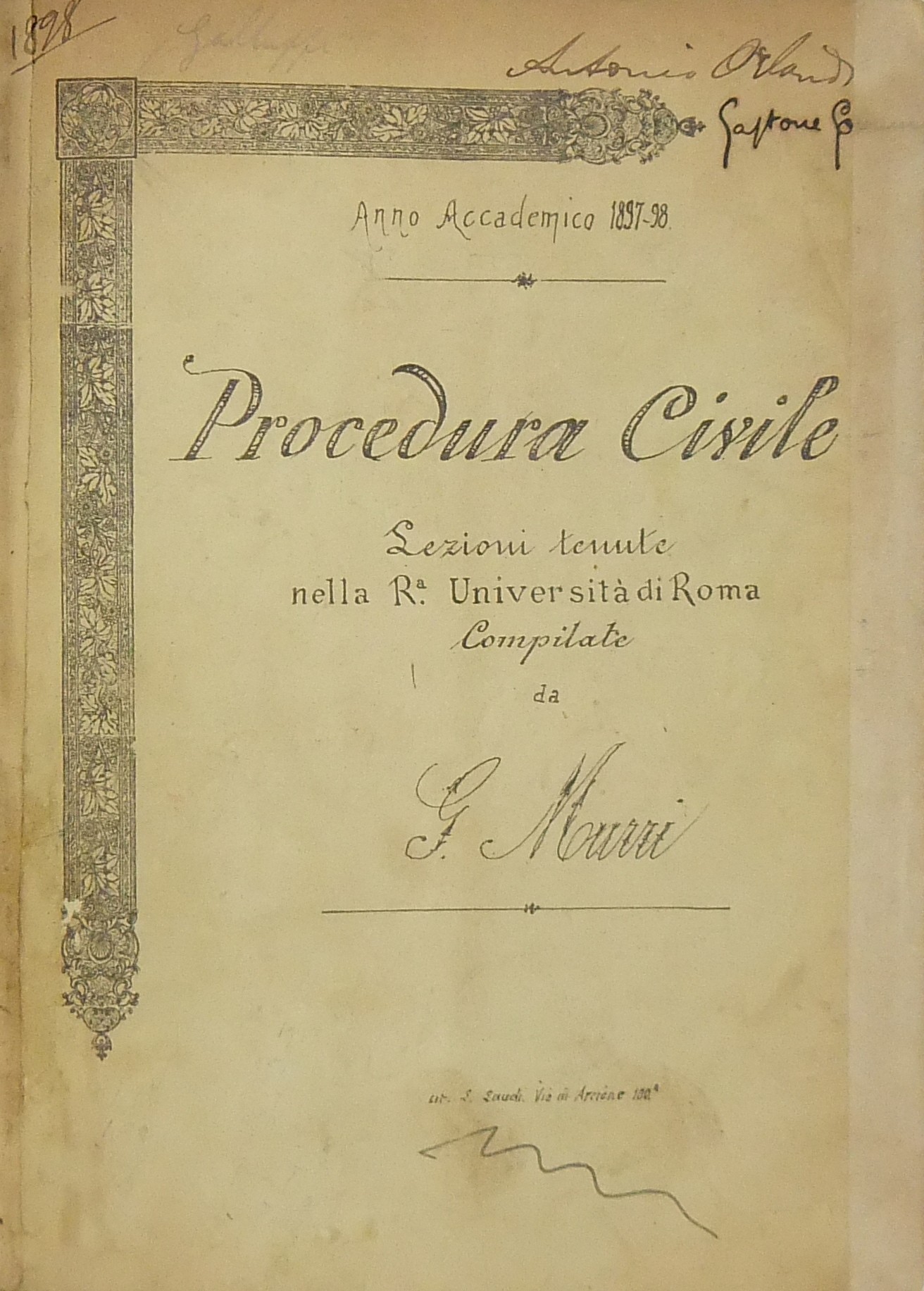 Procedura civile. Lezioni tenute della R. Universi