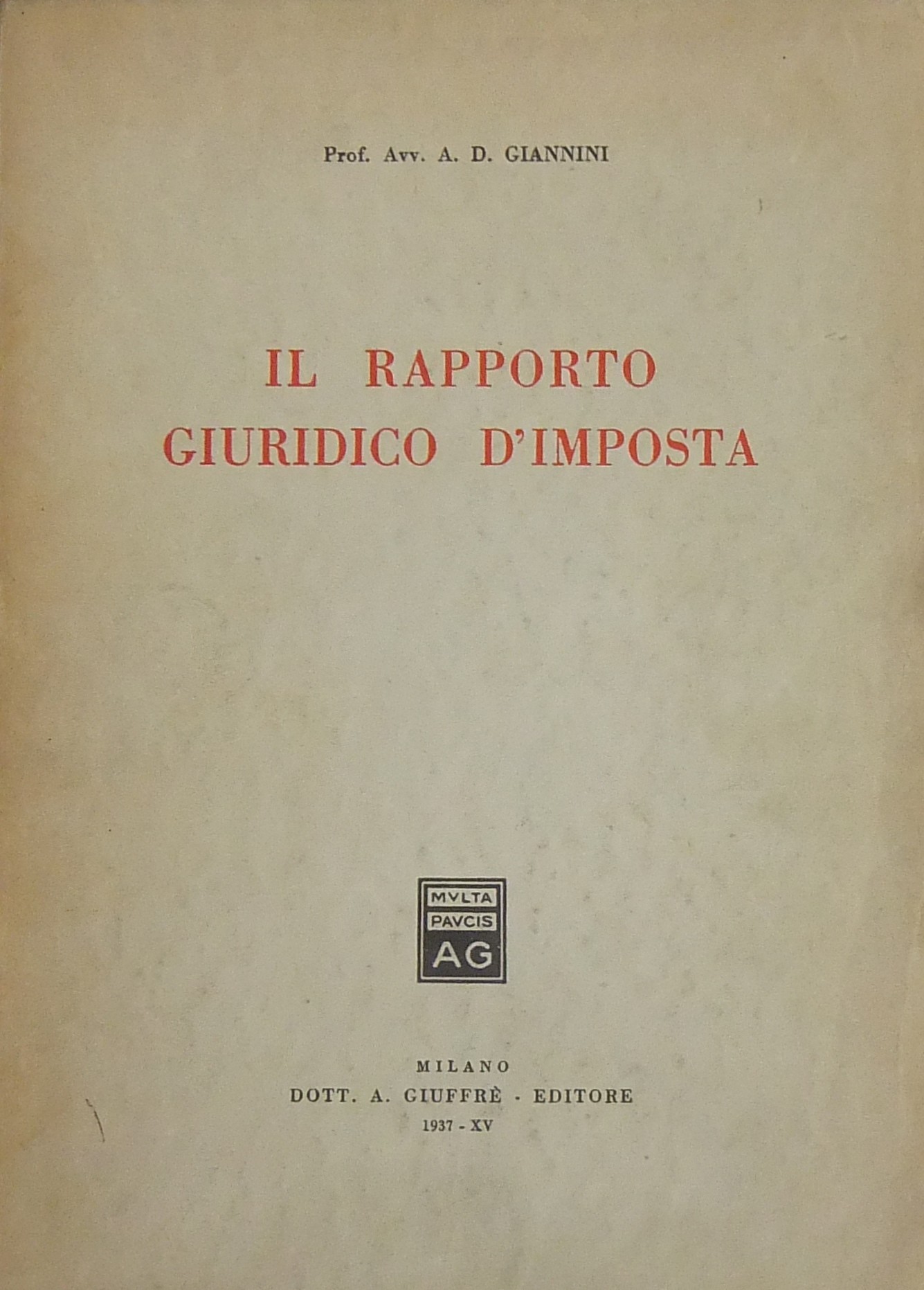 Il rapporto giuridico d'imposta