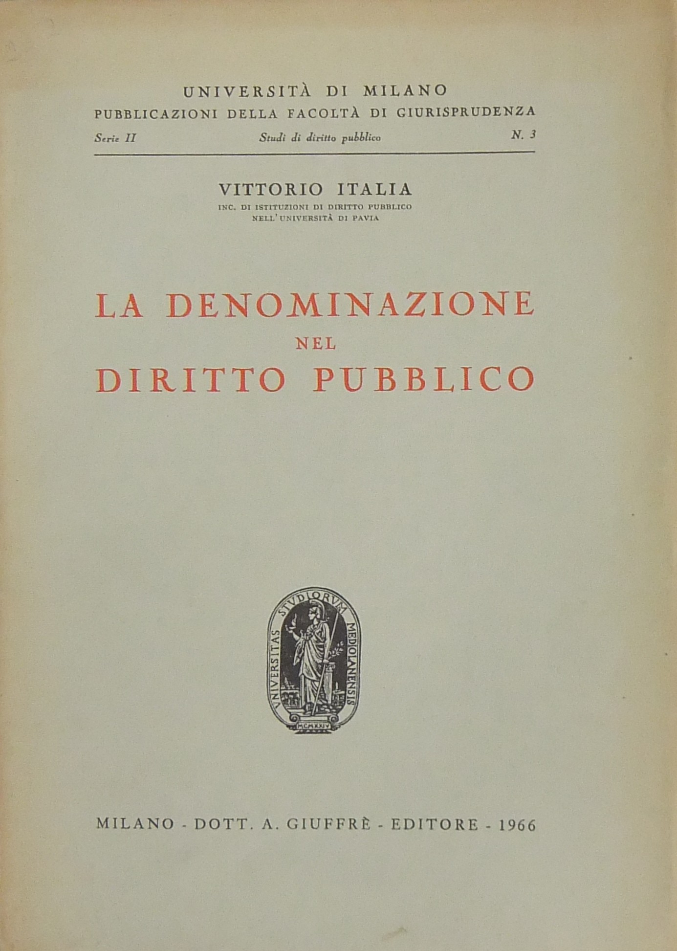 La denominazione nel diritto pubblico