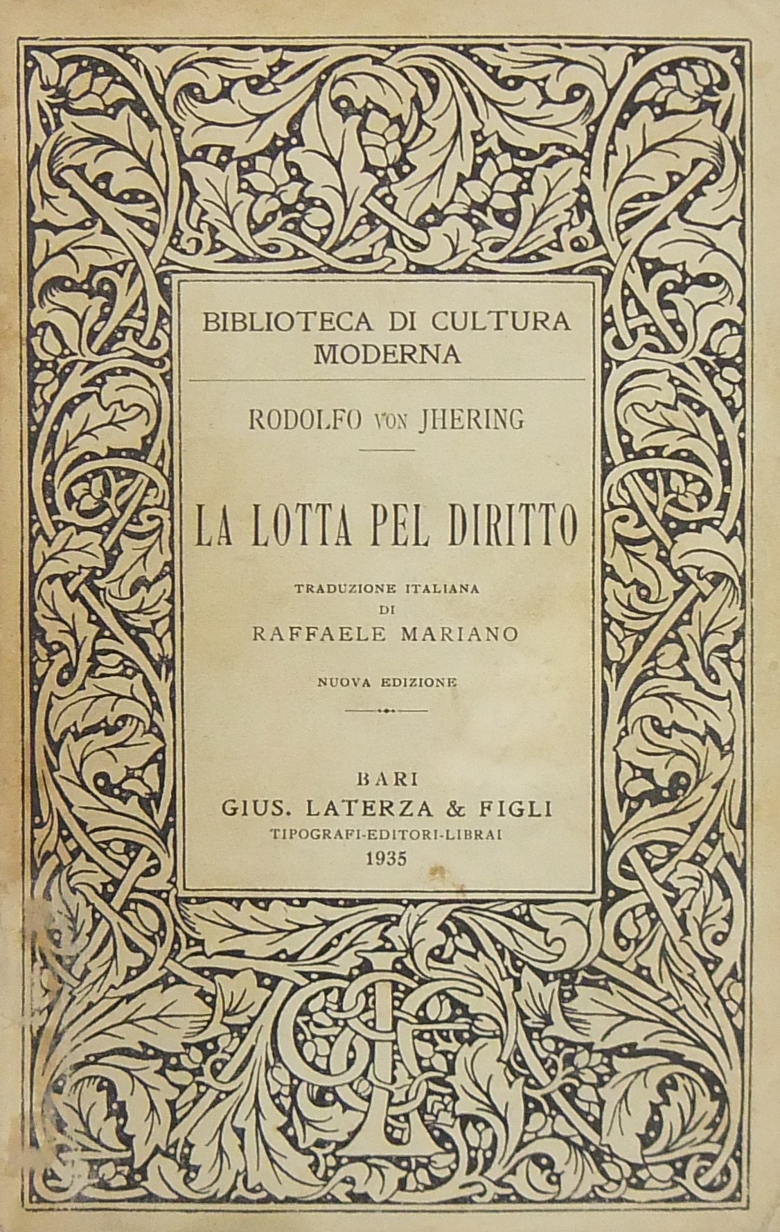 La lotta pel diritto. Traduzione italiana di Raffa