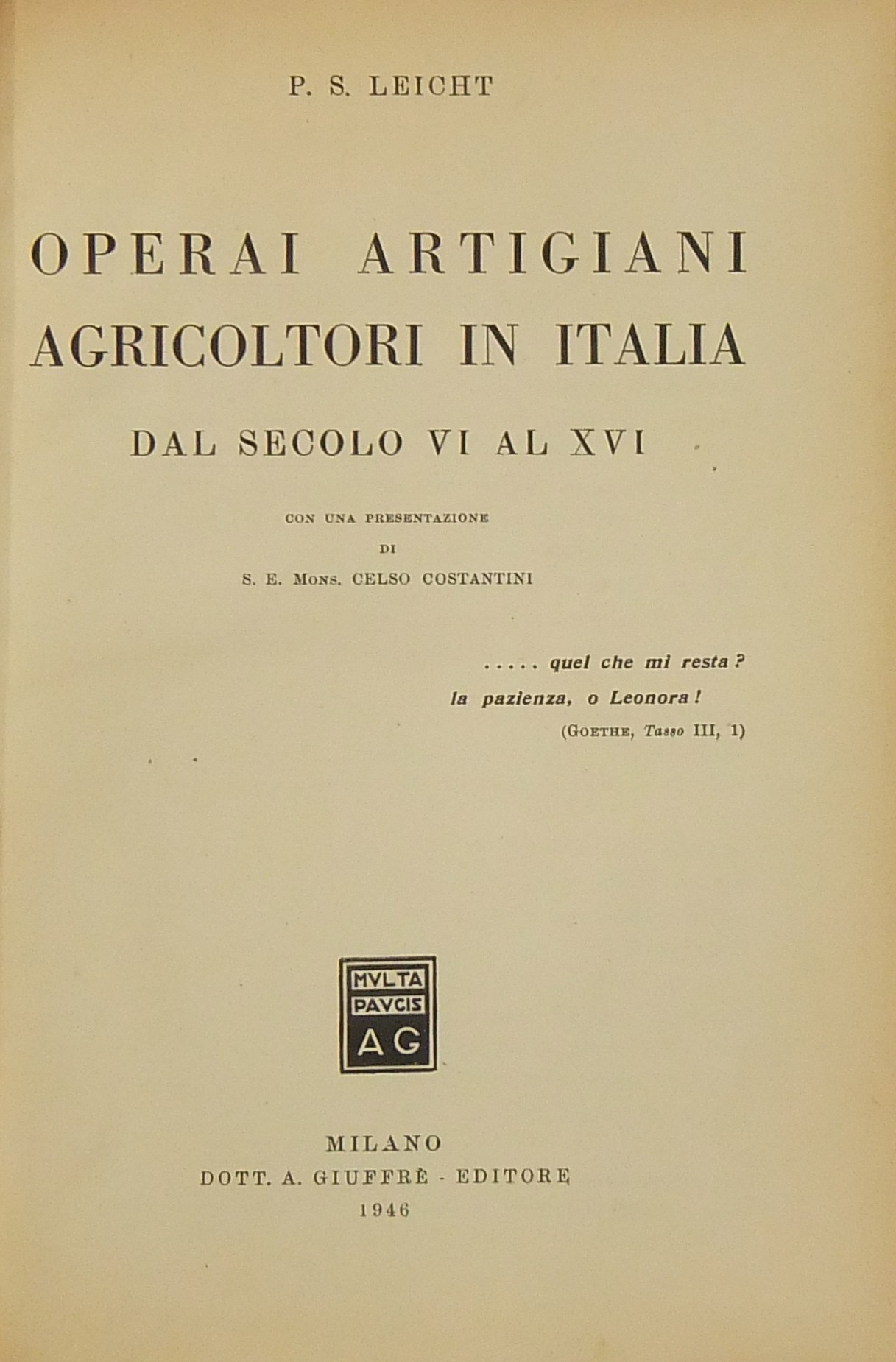 Operai artigiani agricoltori in Italia dal Secolo