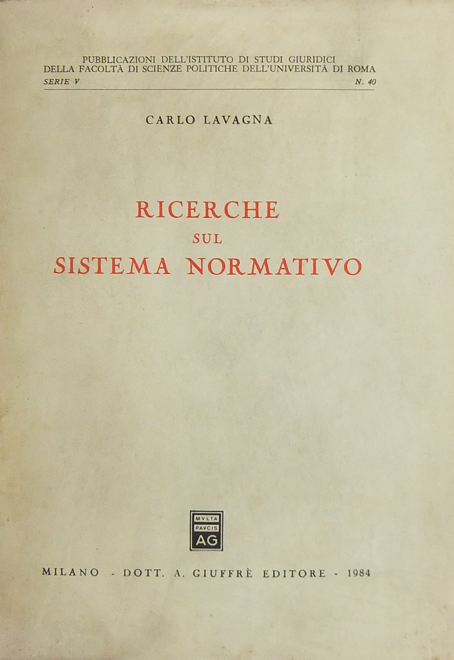 Ricerche sul sistema normativo