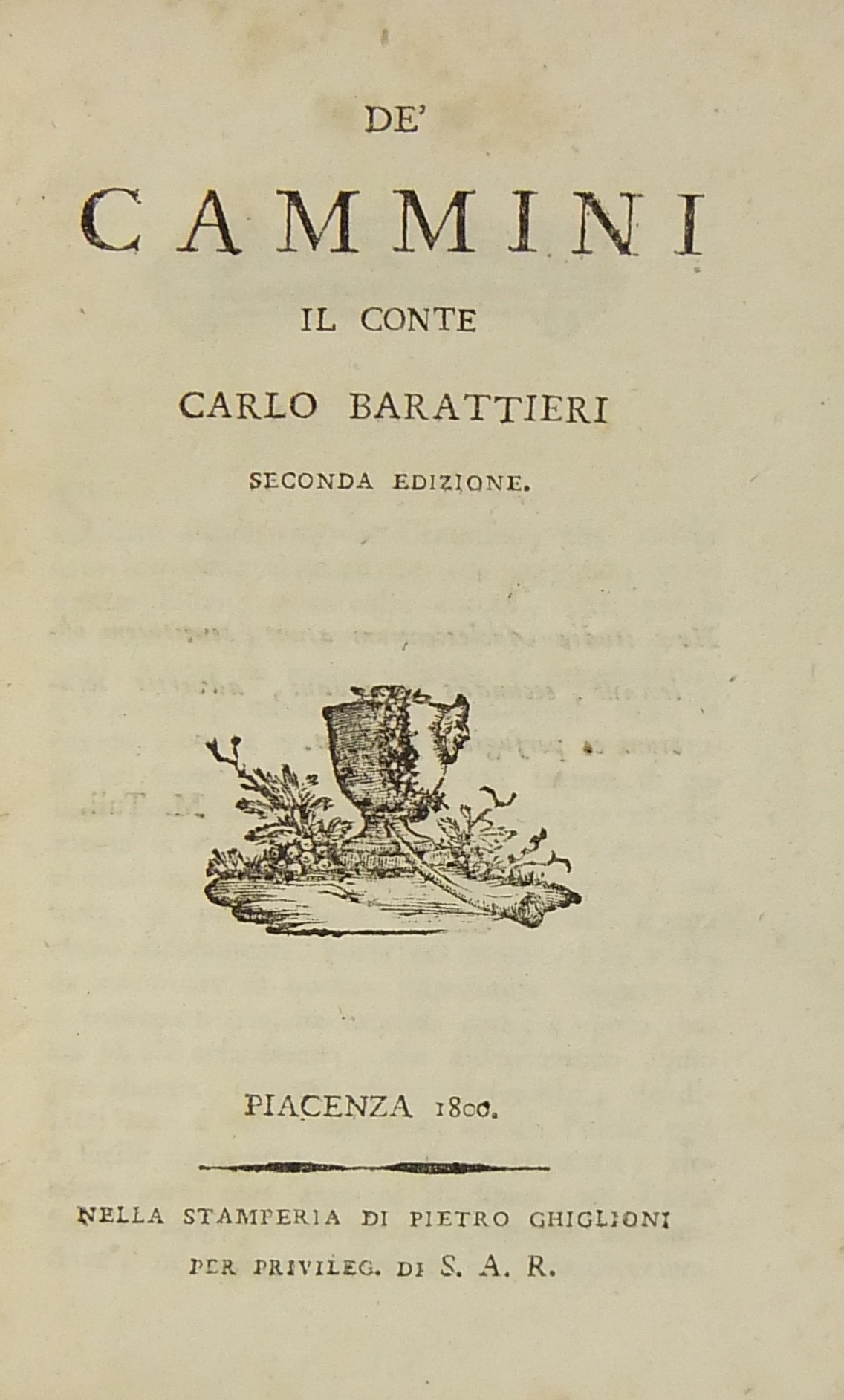 De' cammini. Il conte Carlo Barattieri