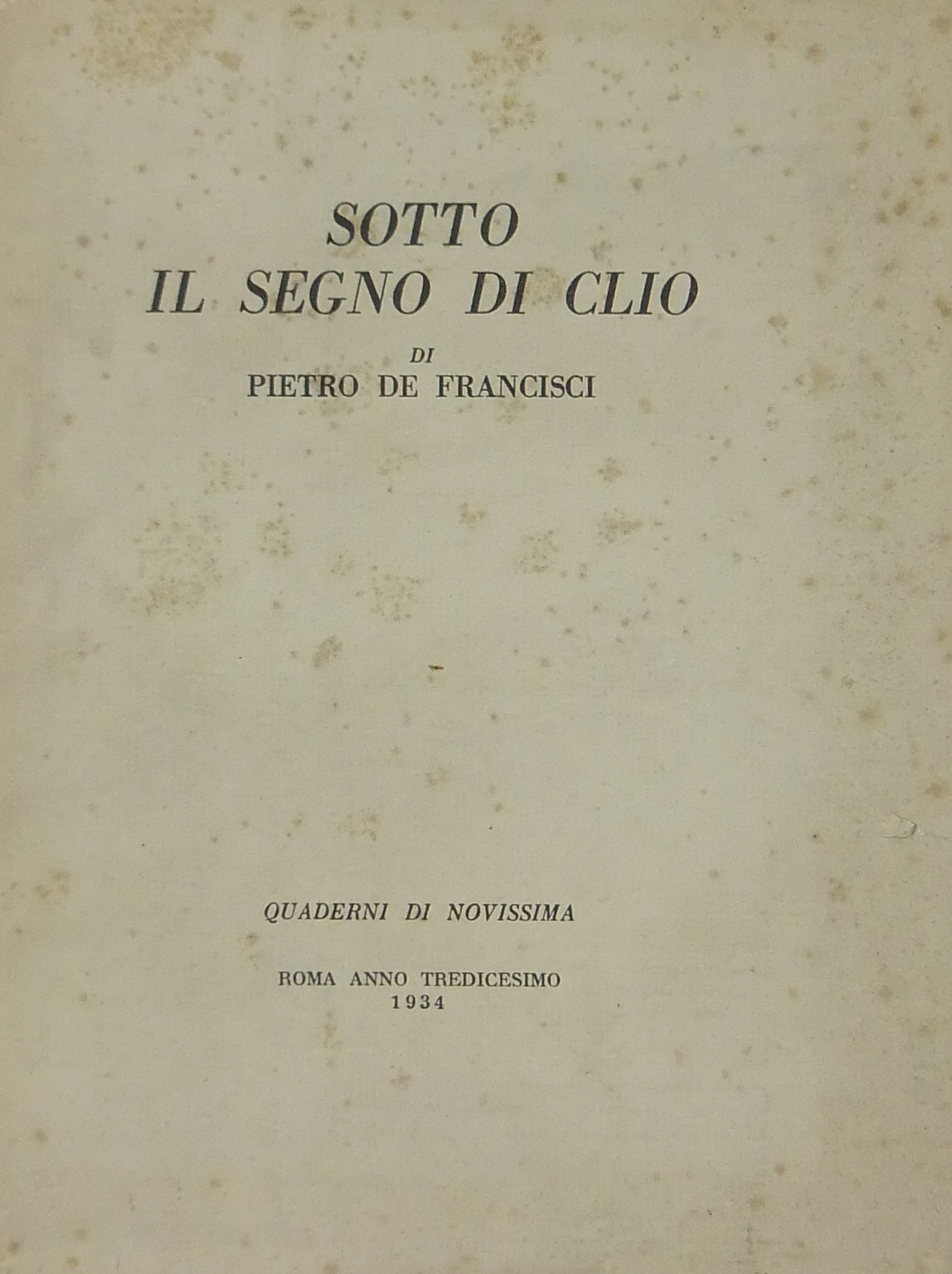Sotto il segno di Clio