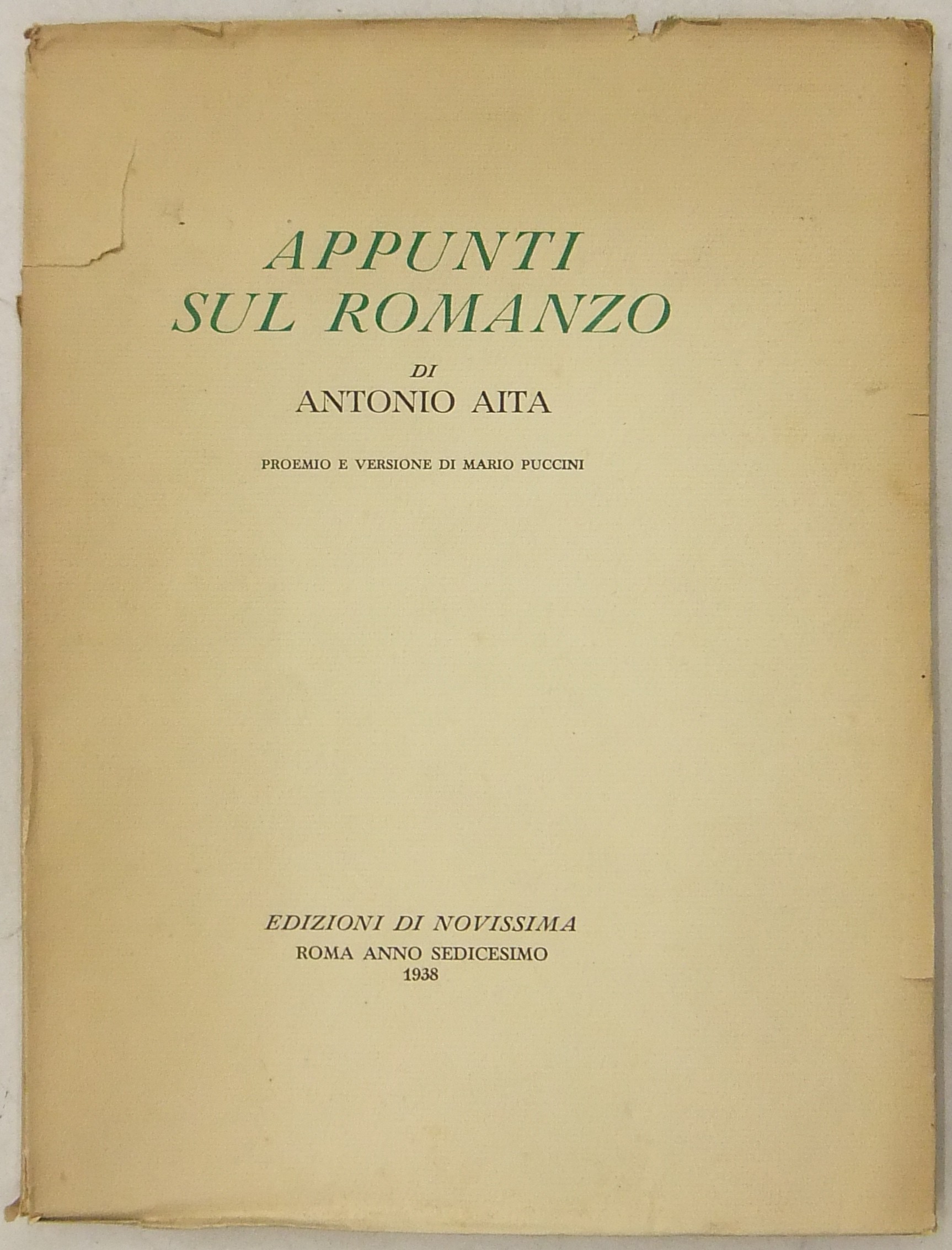 Appunti sul romanzo. Proemio e versione di Mario P