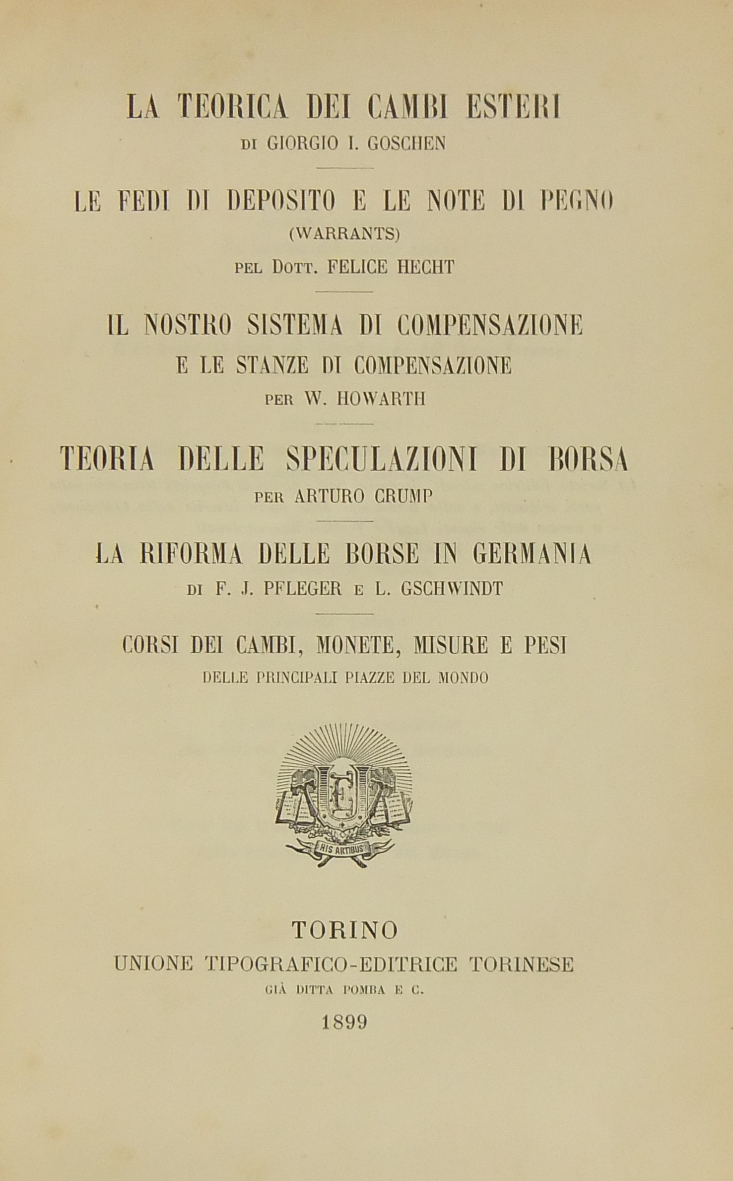 La teorica dei cambi esteri (Goschen). 