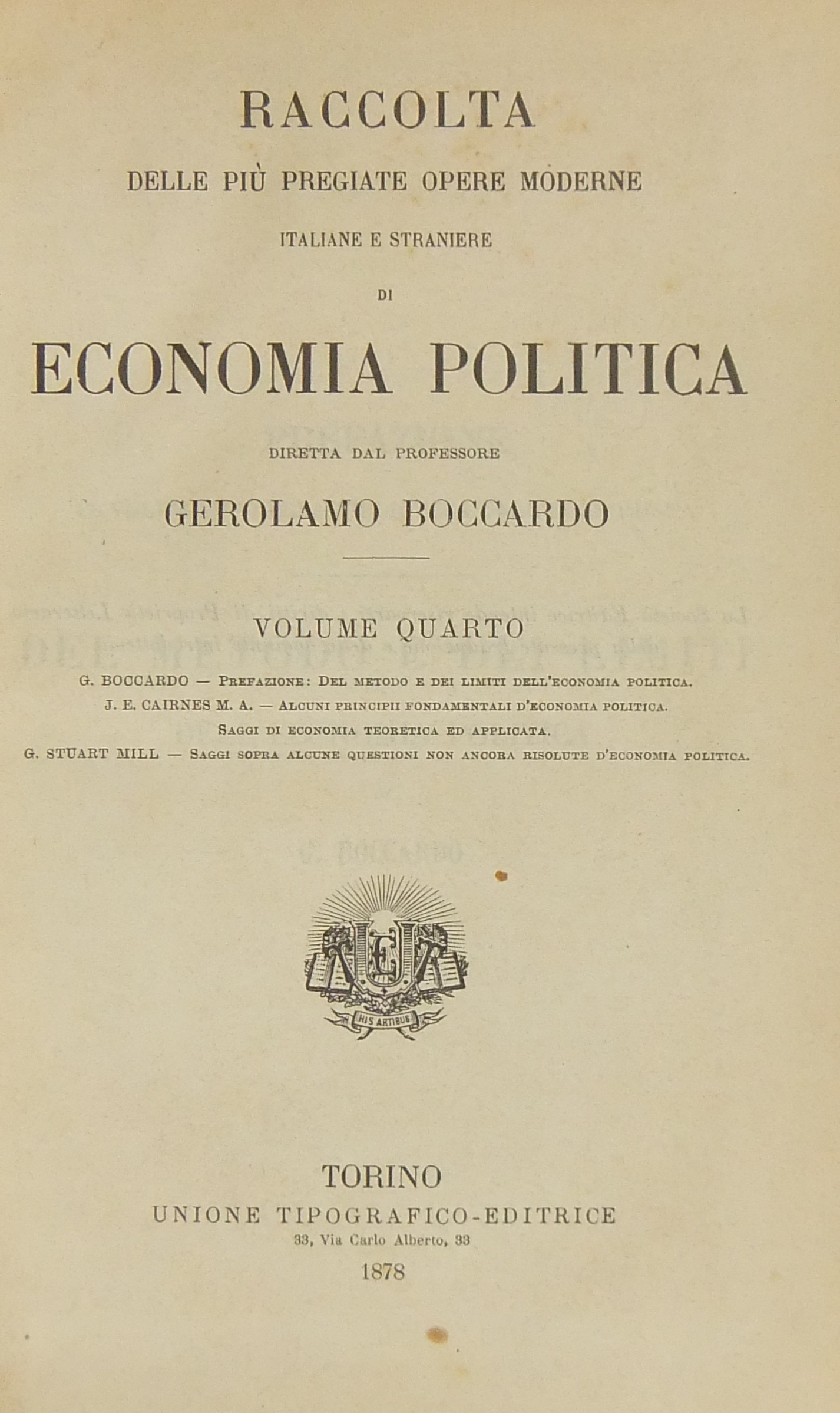 Prefazione Del metodo e dei limiti dell'economia politica (Boccardo). 