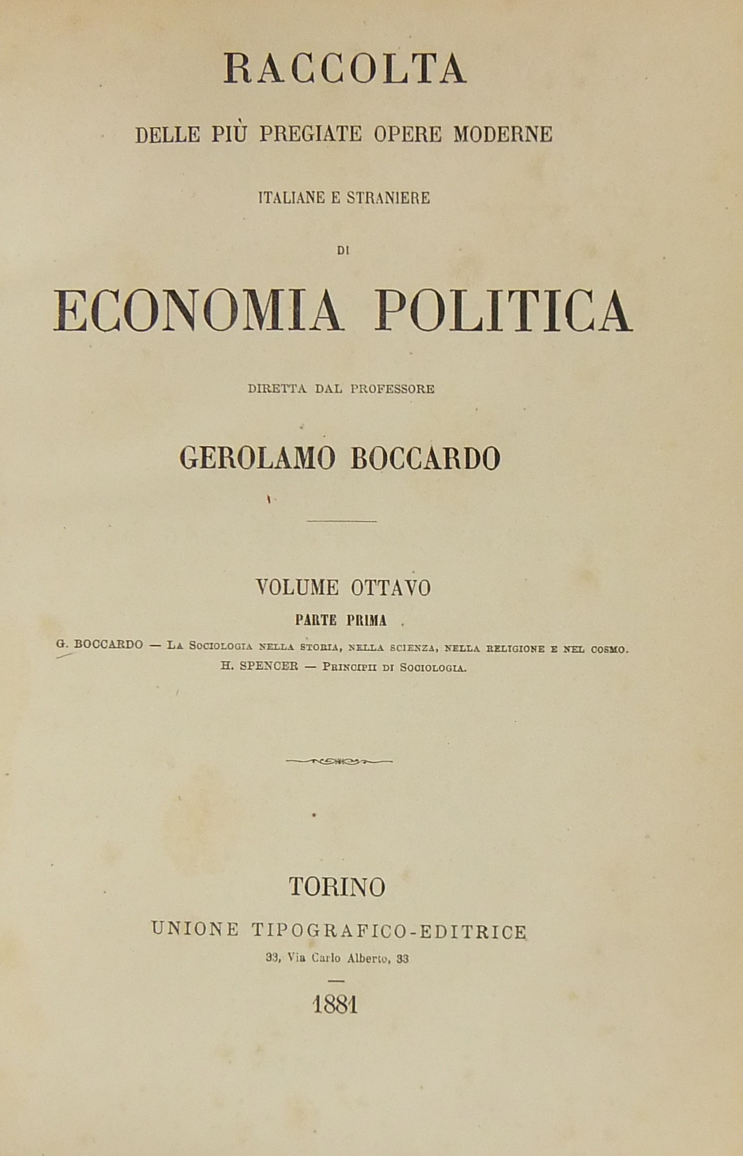 Principii di Sociologia. Prima traduzione in itali