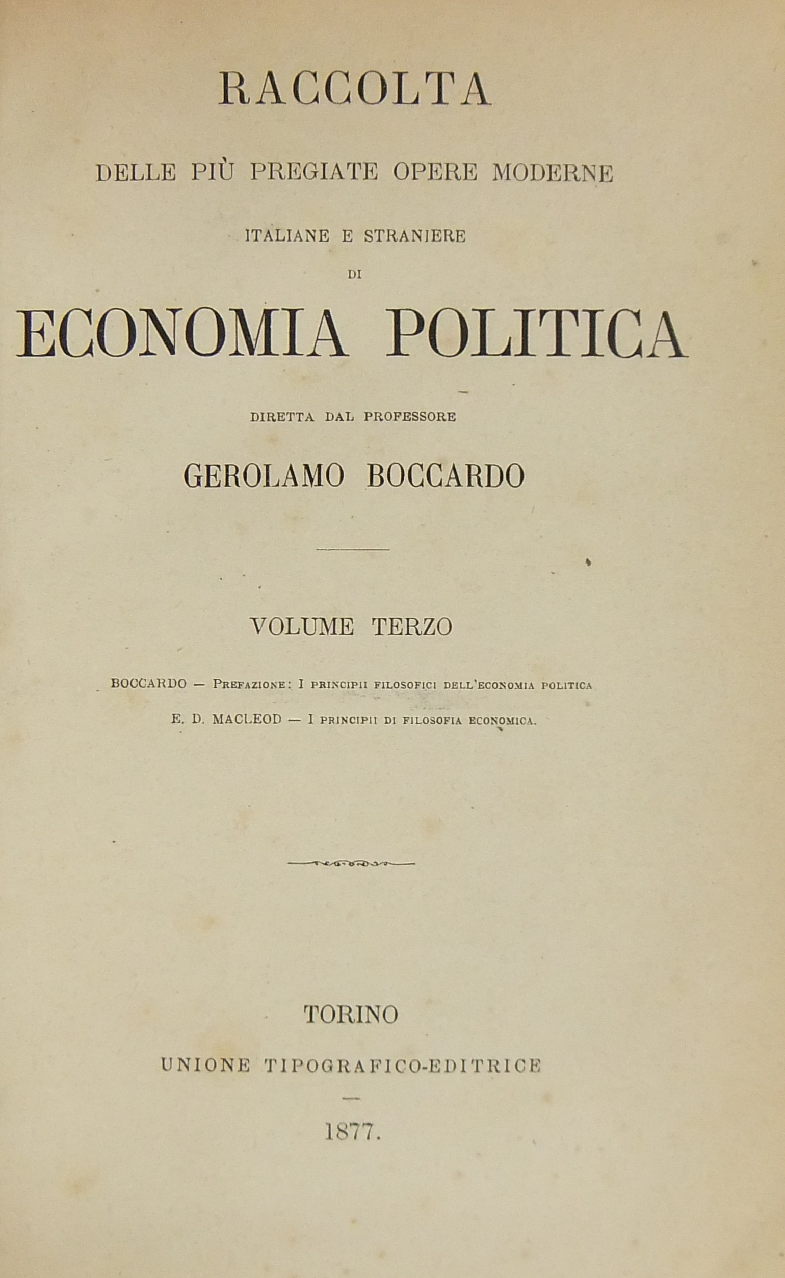 I principii di filosofia economica. Prefazione di