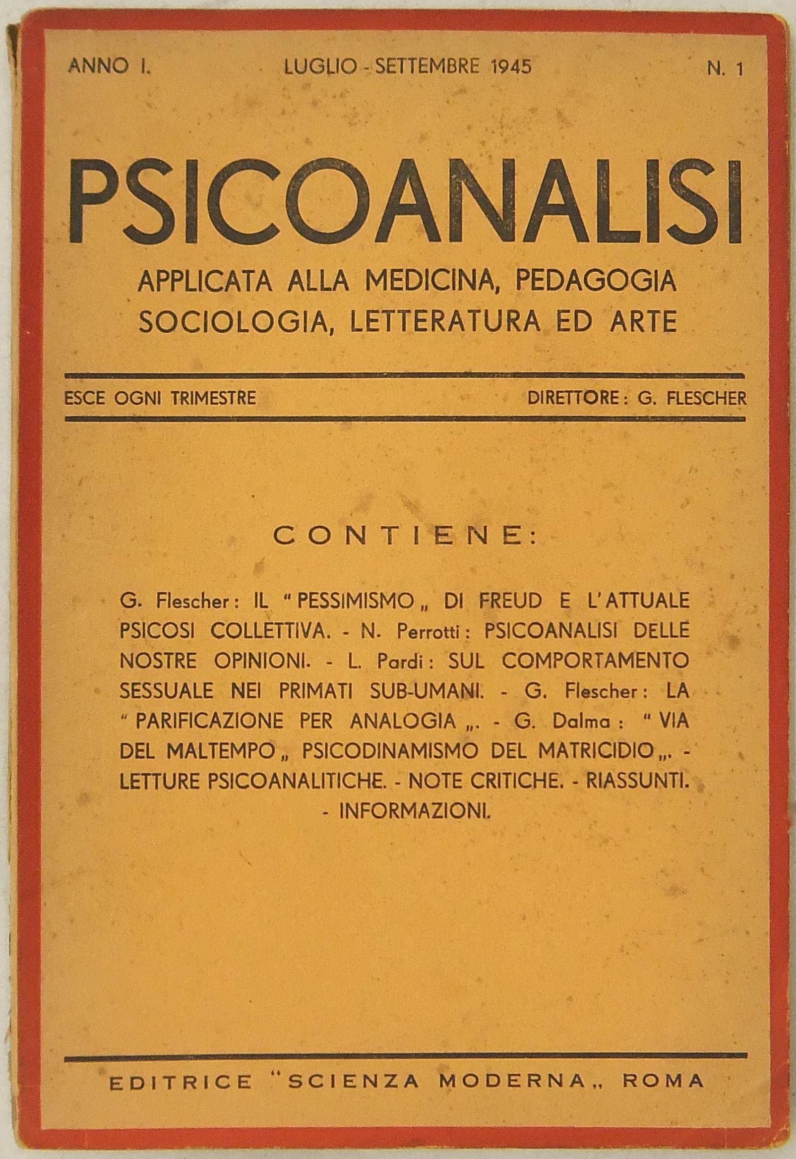 Psicoanalisi applicata alla medicina pedagogia sociologia letteratura ed arte.