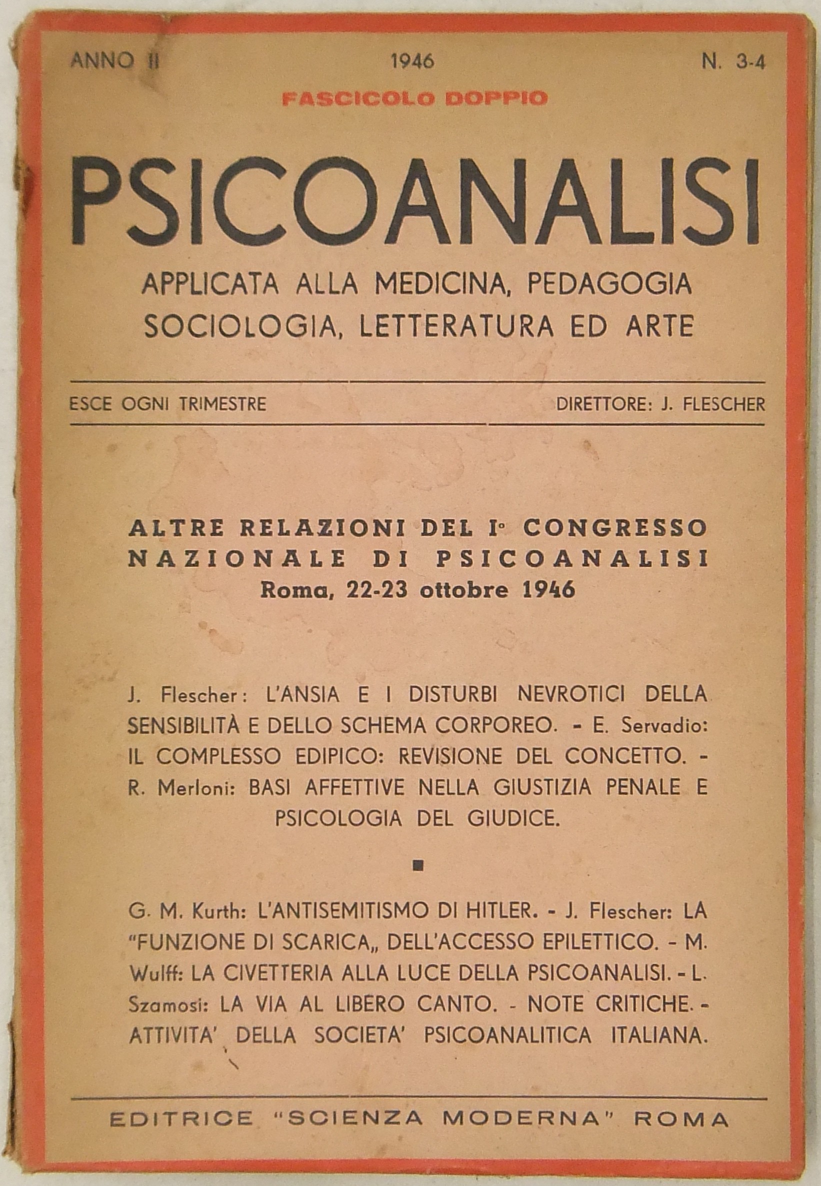 Psicoanalisi applicata alla medicina pedagogia sociologia letteratura ed arte.