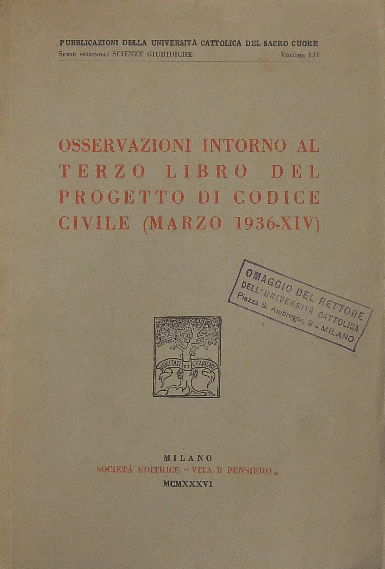Osservazioni intorno al terzo libro del progetto di codice civile (marzo 1936)