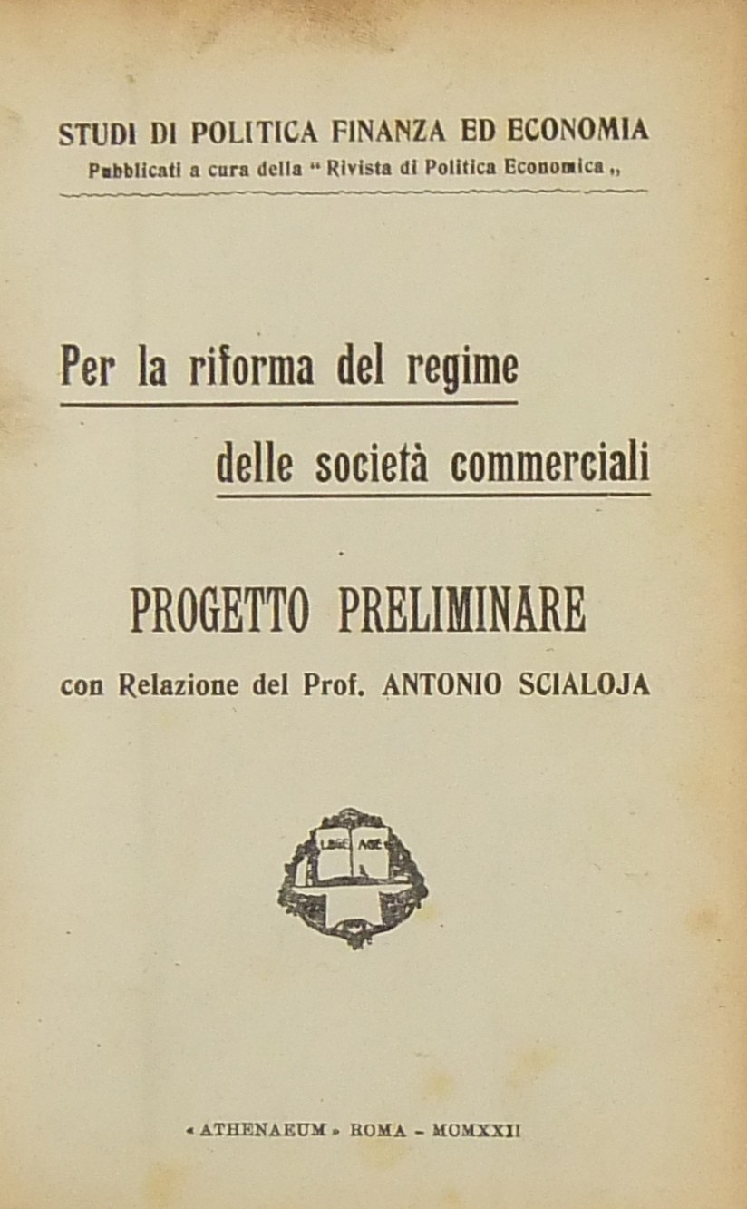 Per la riforma del regime delle società commerciali.