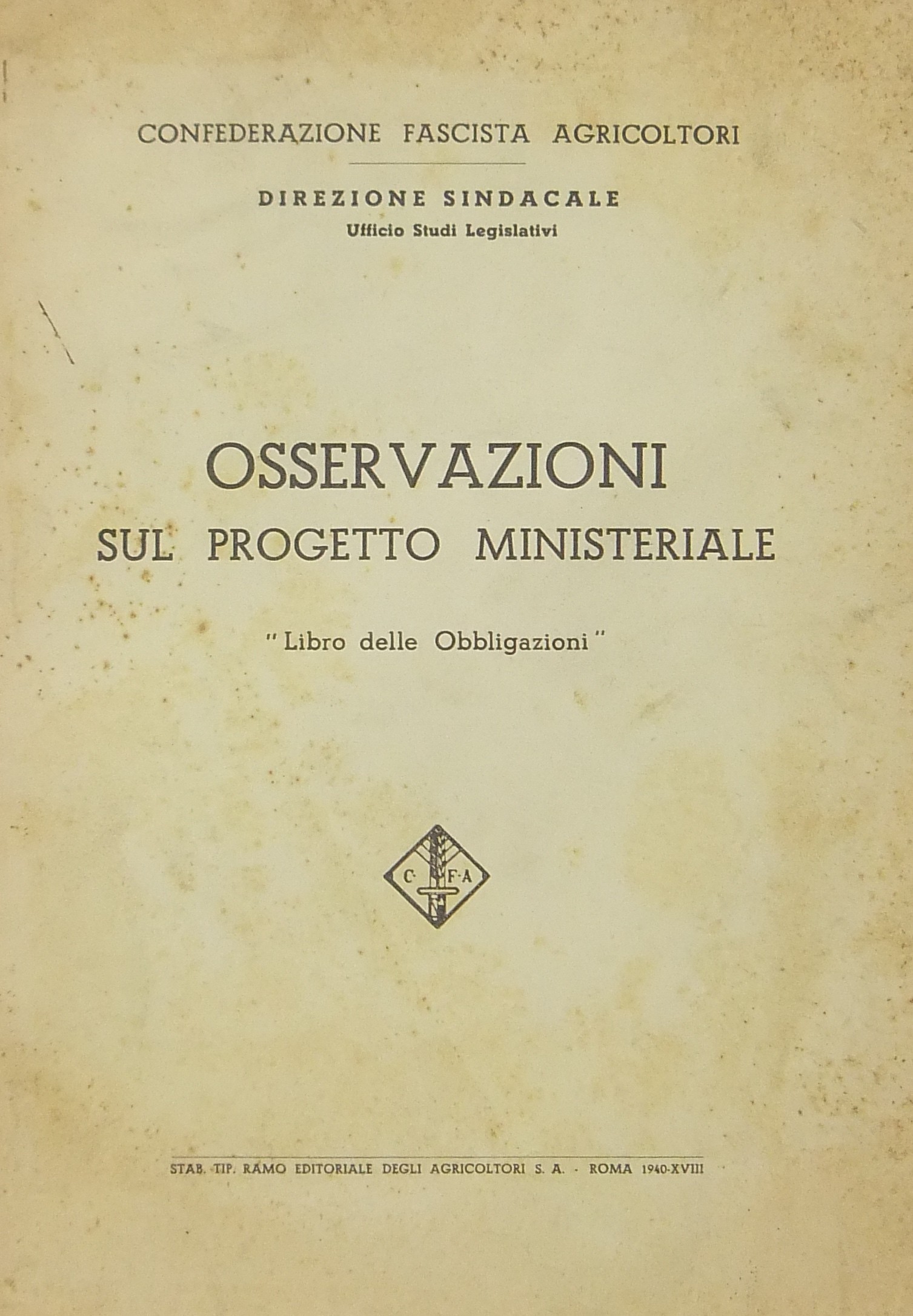 Osservazioni sul progetto ministeriale Libro delle obbligazioni
