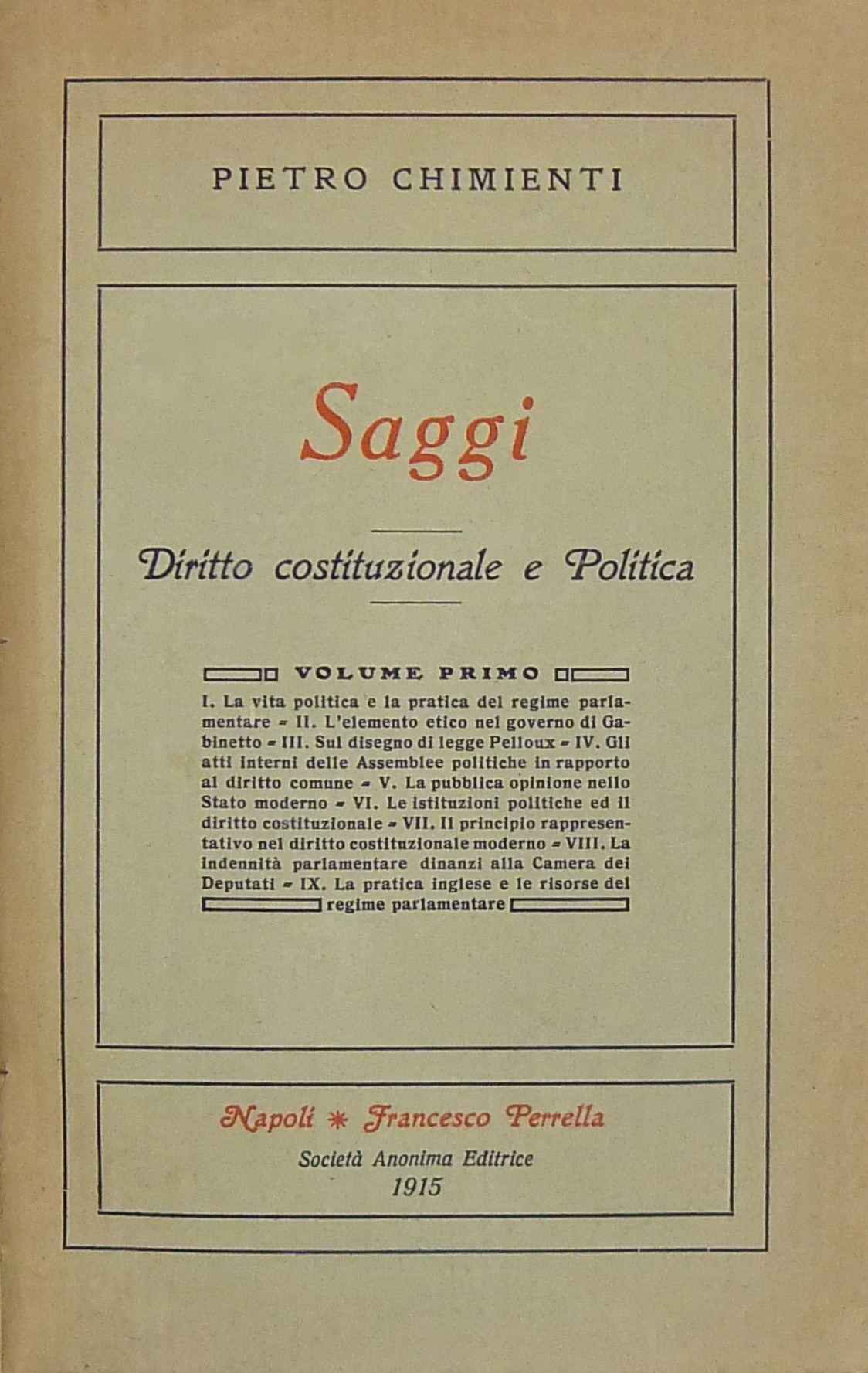Saggi. Diritto costituzionale e Politica