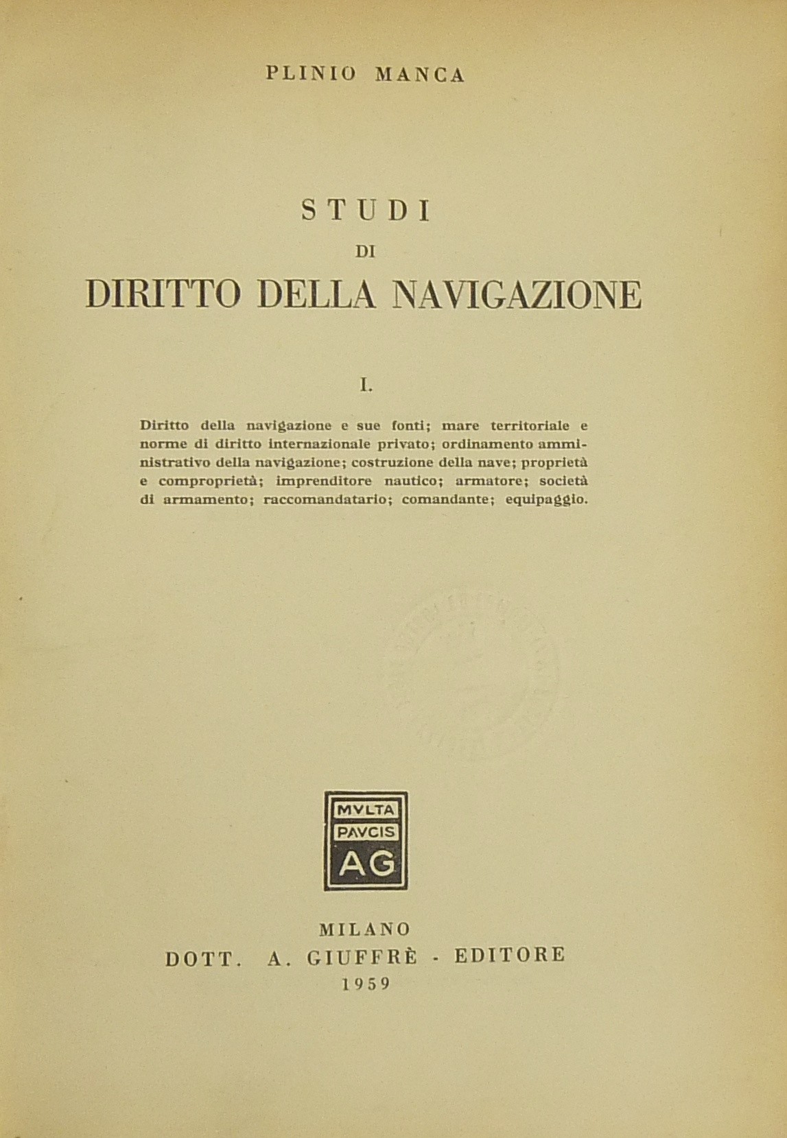 Studi di diritto della navigazione.