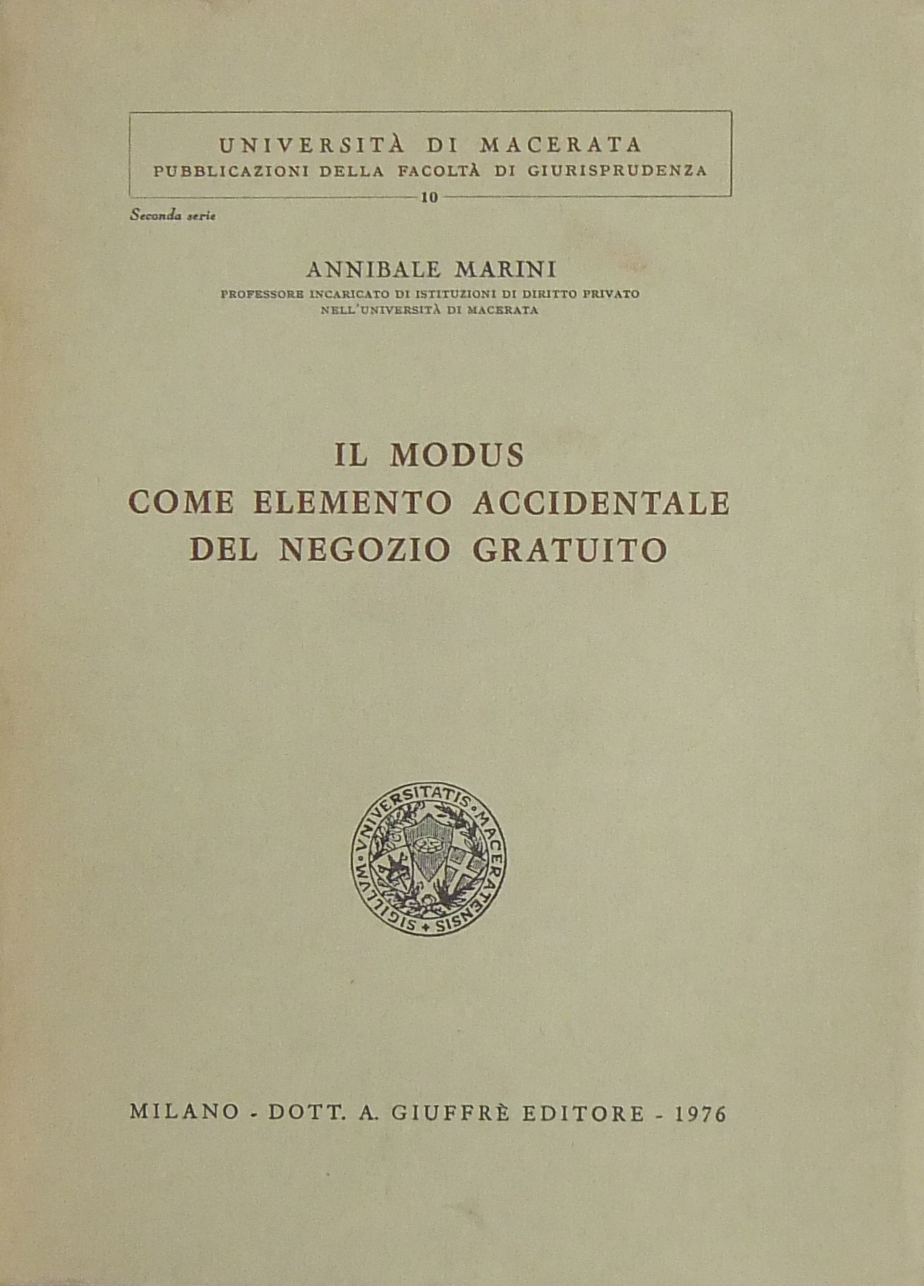 Il modus come elemento accidentale del negozio gra
